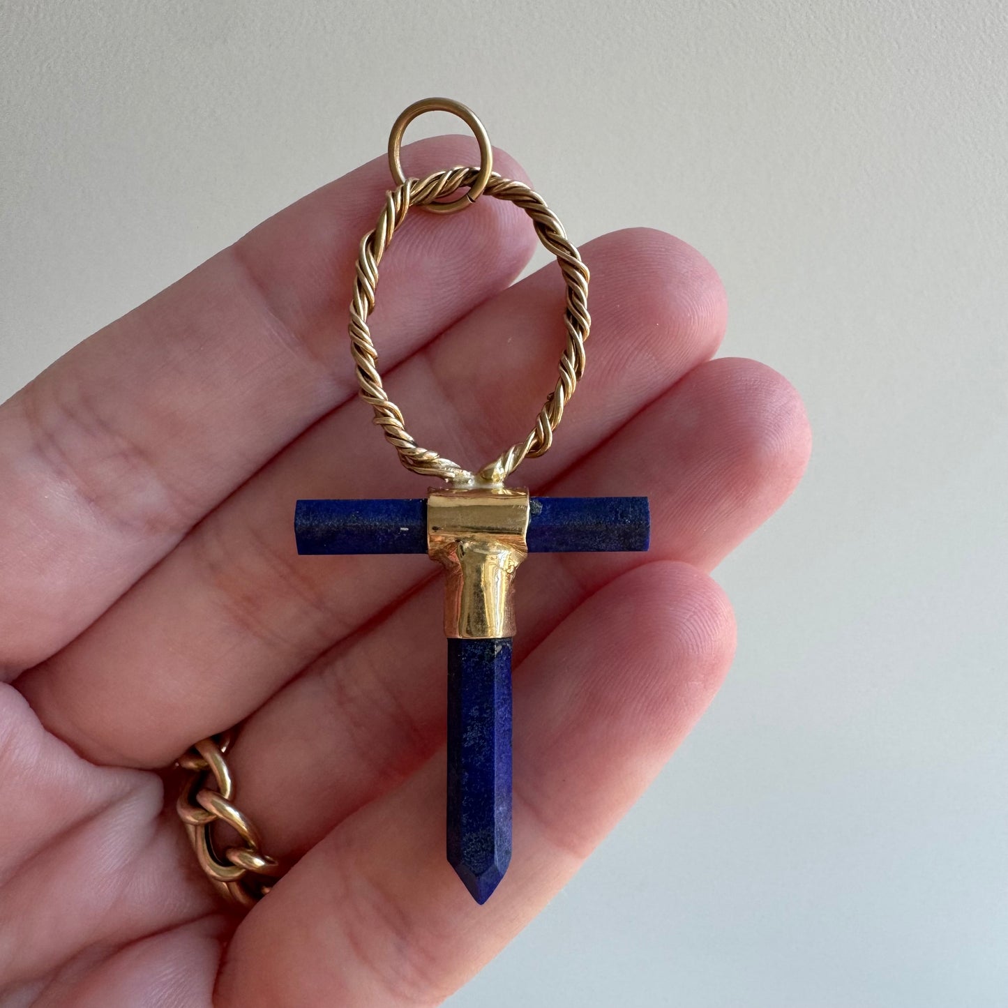 V I N T A G E // life / 14k and lapis lazuli artisan ankh / a pendant