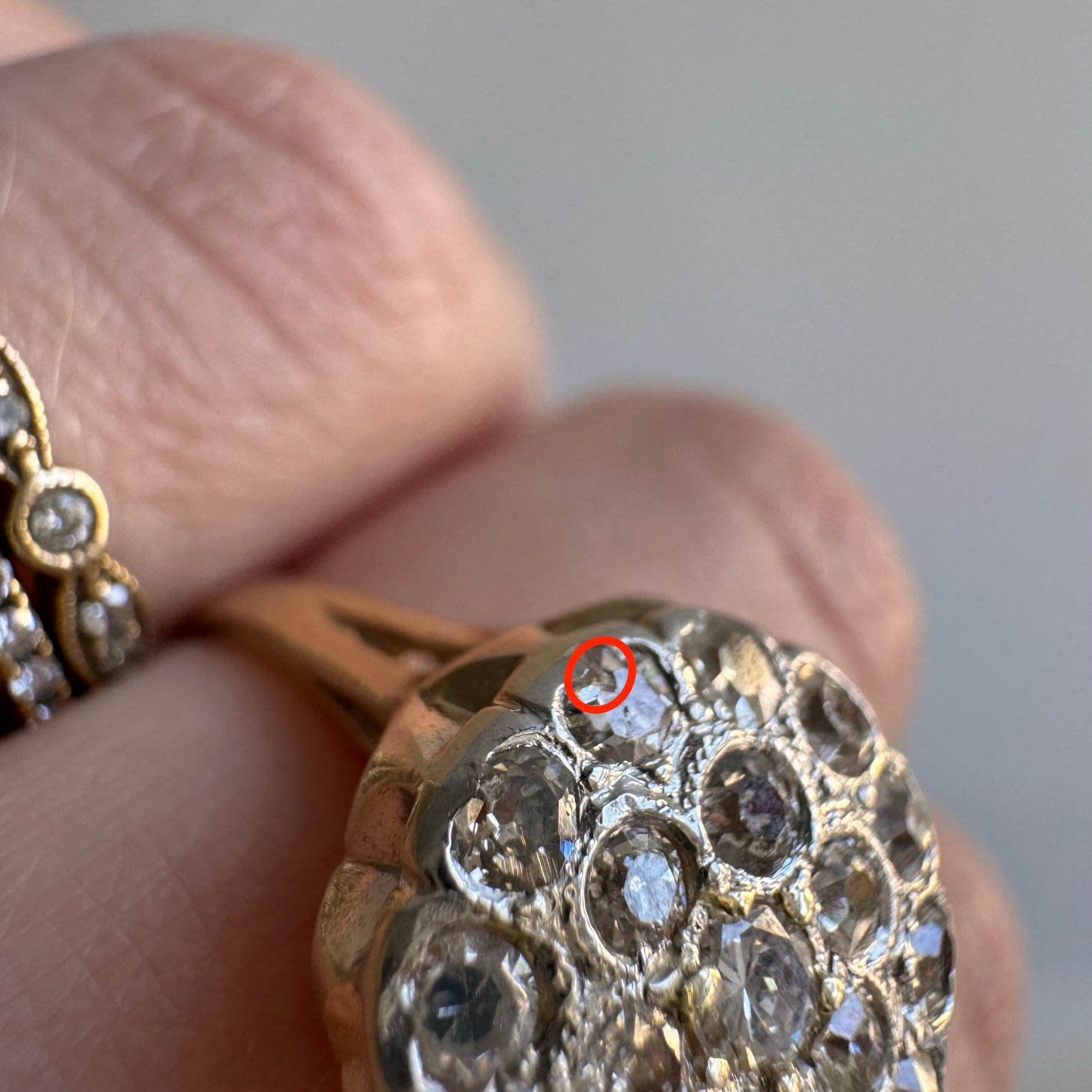 V I N T A G E // moon daisy / 14k yellow and white gold round daisy cluster ring / size 5.75 to 6