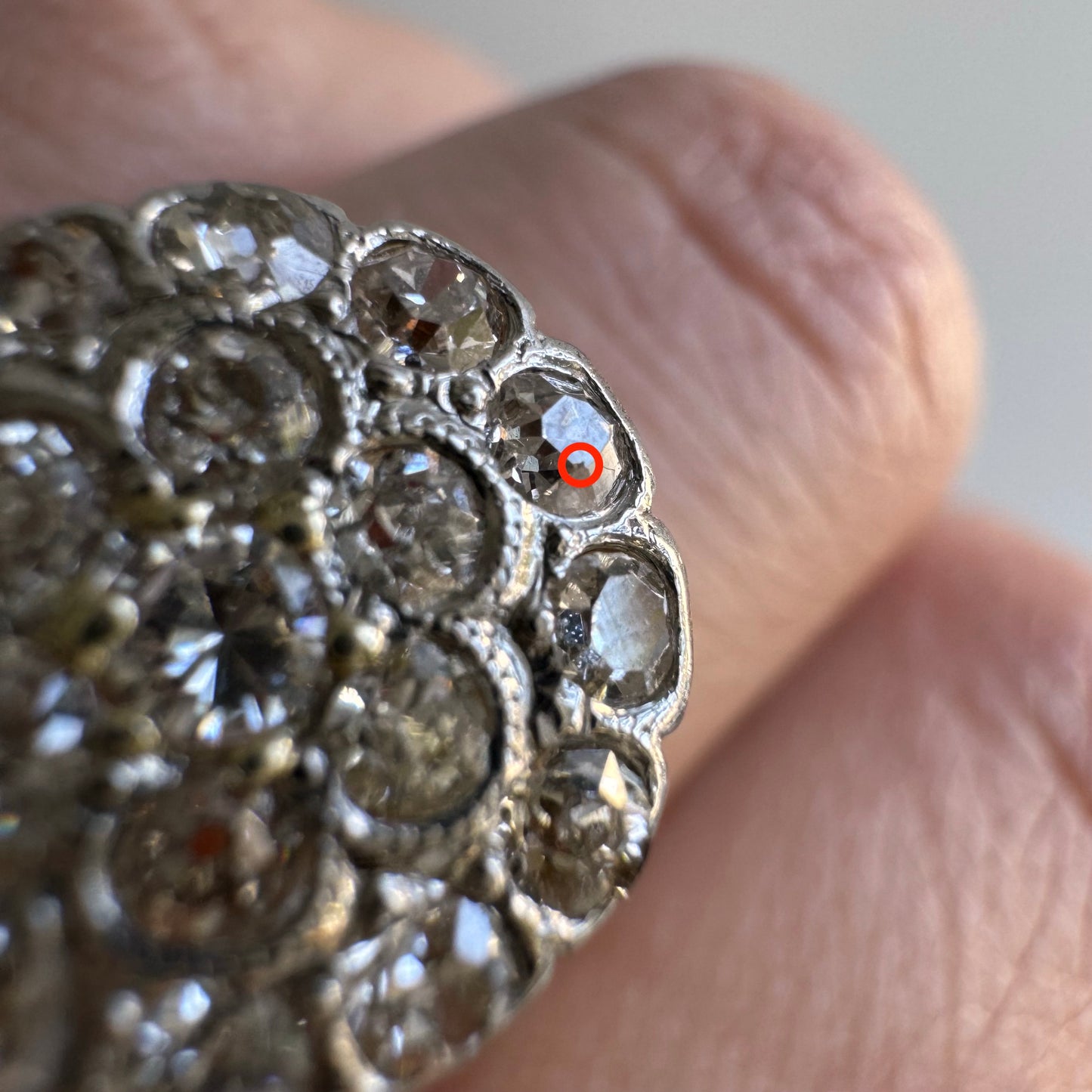 V I N T A G E // moon daisy / 14k yellow and white gold round daisy cluster ring / size 5.75 to 6