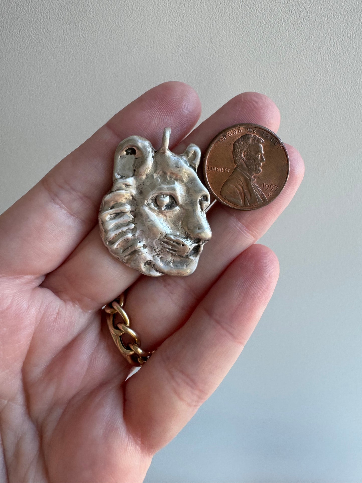 LIKE A LIVE // short term discounted price / sterling silver big cat artisan pendant