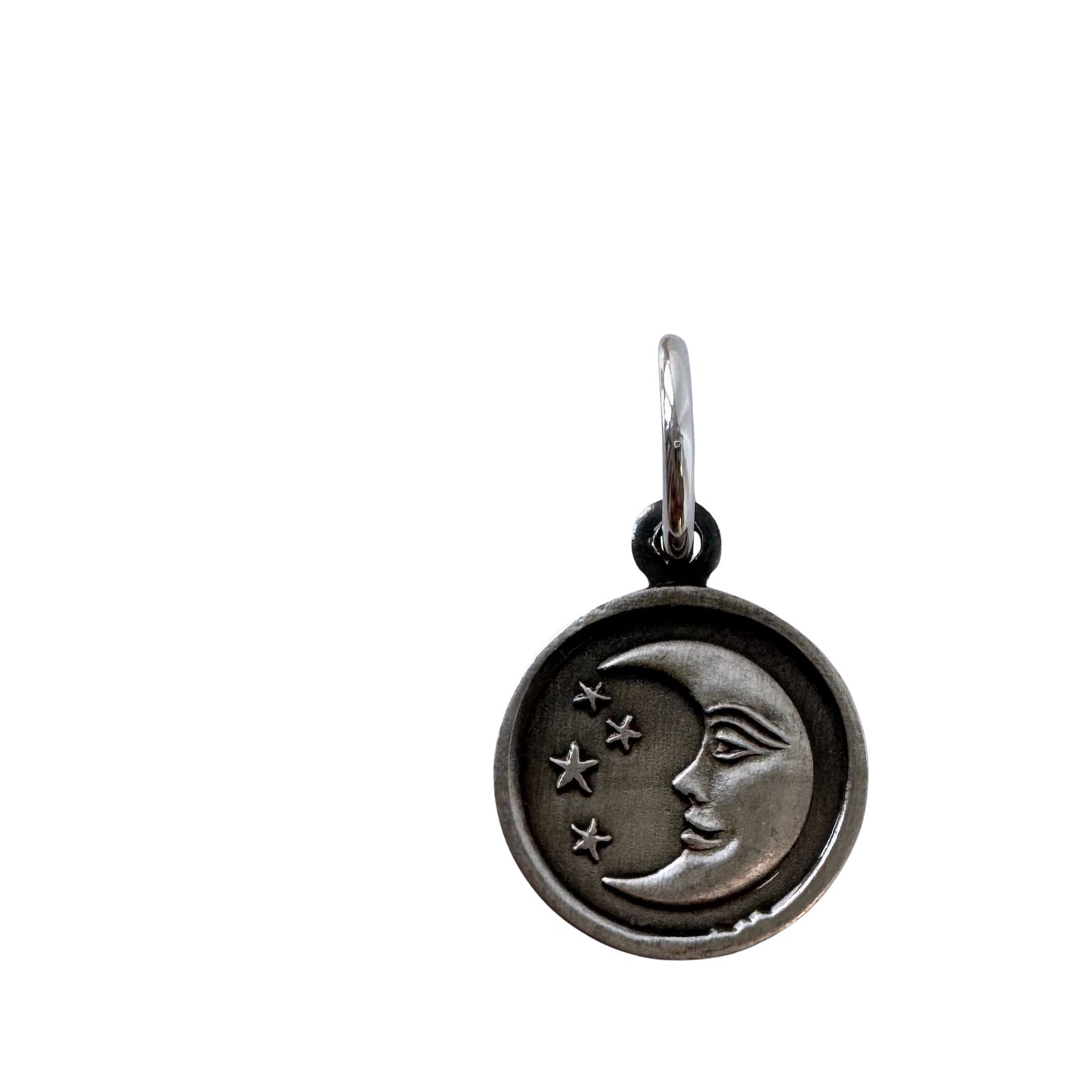 V I N T A G E // timeless moon / sterling silver crescent moon face and stars / a dainty pendant