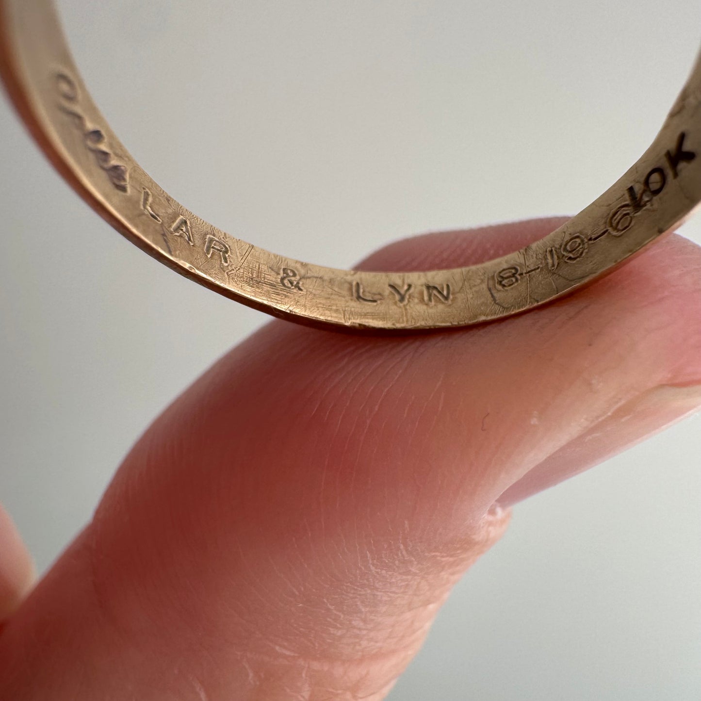 reimagined V I N T A G E // intuitive guide / 10k rosy yellow signet with a newly engraved bat / size 8.5