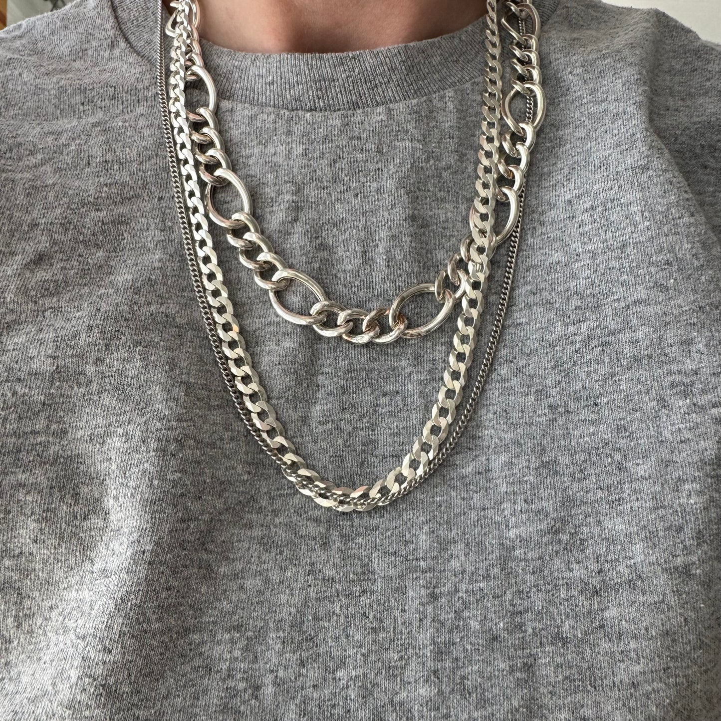 V I N T A G E // perfect flat curb / sterling silver curb chain pendant necklace / 24", 11.5g