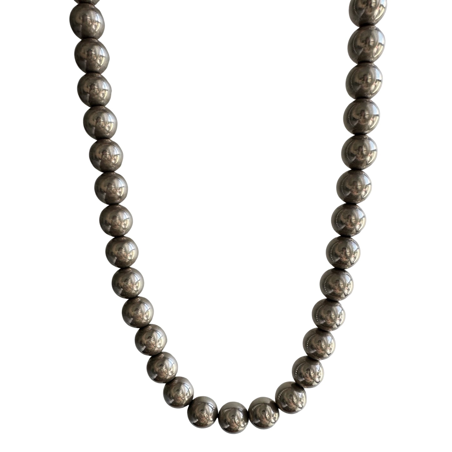 V I N T A G E // punk pearls / sterling silver ball bead necklace / 24.5", 63.5g