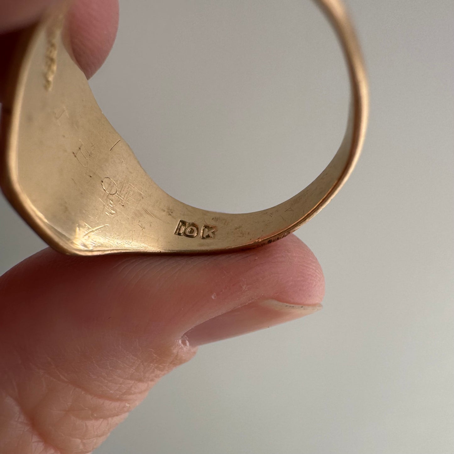 reimagined V I N T A G E // the best witch / 10k tricolor gold and diamond witch shield signet ring / size 8.25