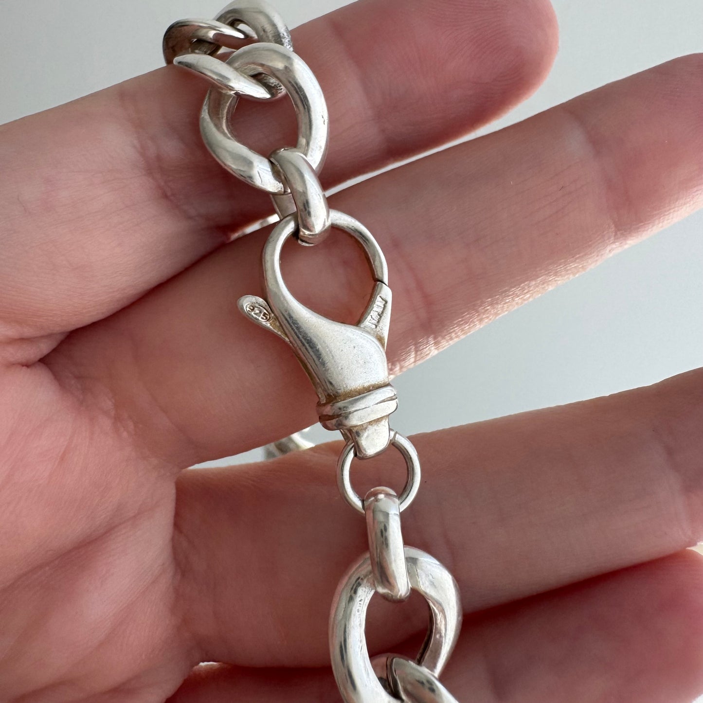 V I N T A G E // playful figaro  / wide chunky puffy sterling silver figaro chain / 20.5", 29.8g