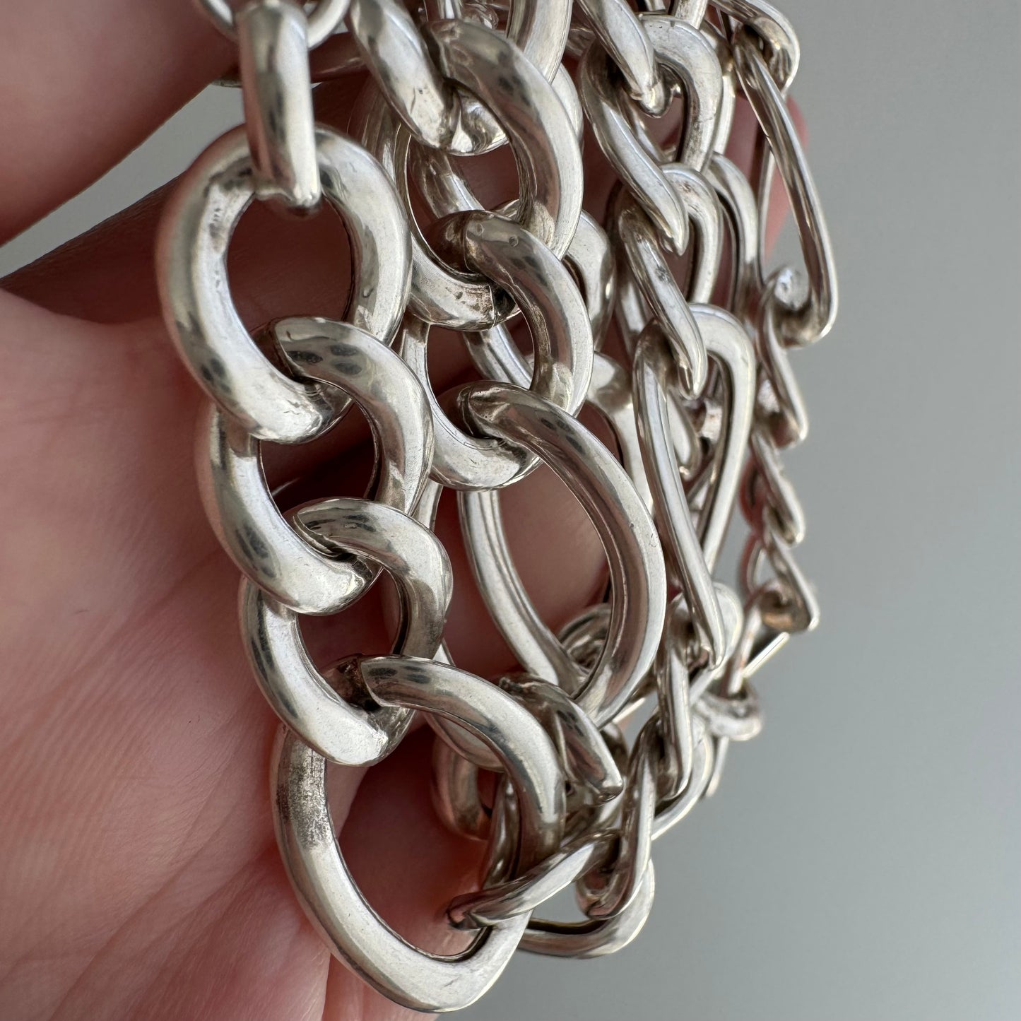 V I N T A G E // playful figaro  / wide chunky puffy sterling silver figaro chain / 20.5", 29.8g