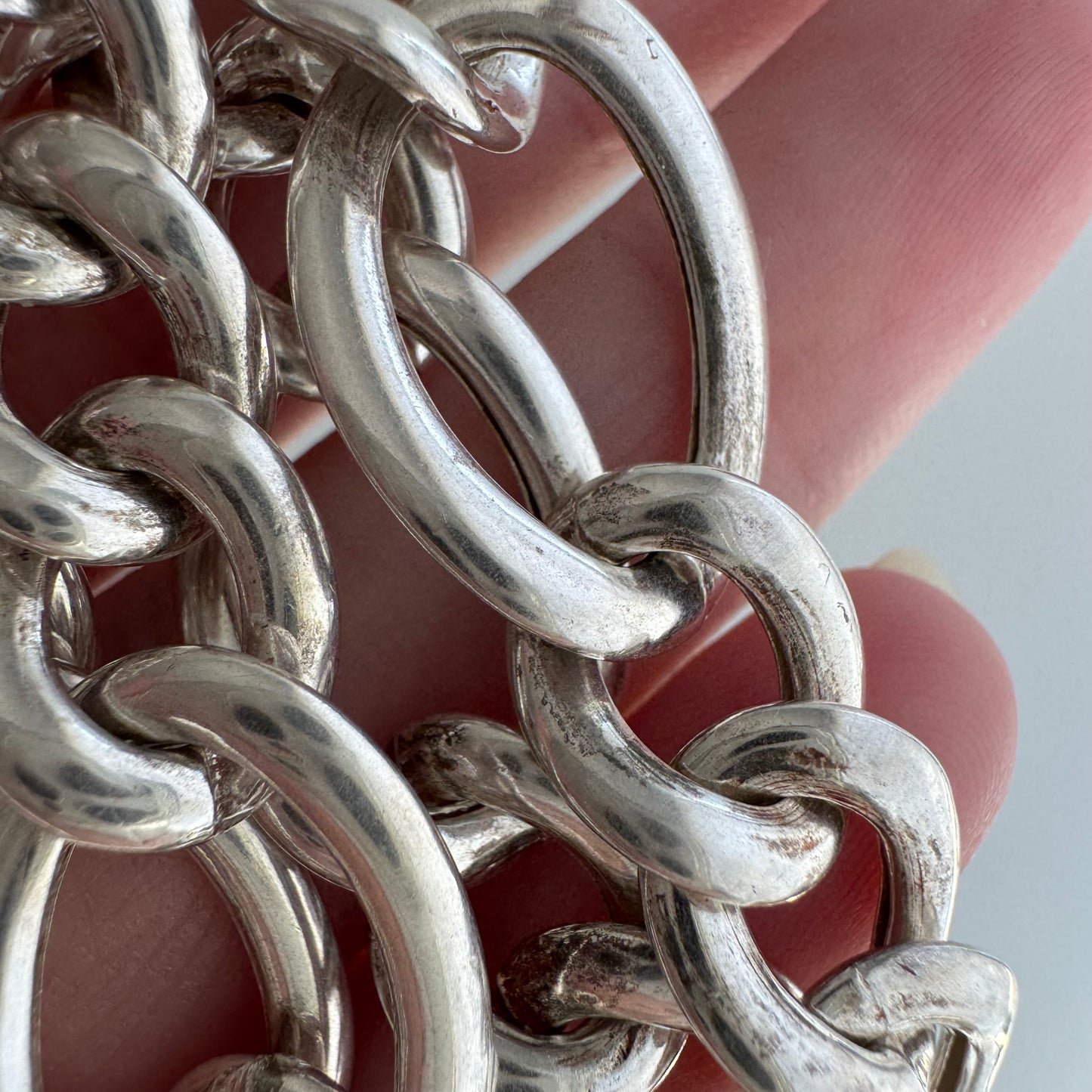 V I N T A G E // playful figaro  / wide chunky puffy sterling silver figaro chain / 20.5", 29.8g