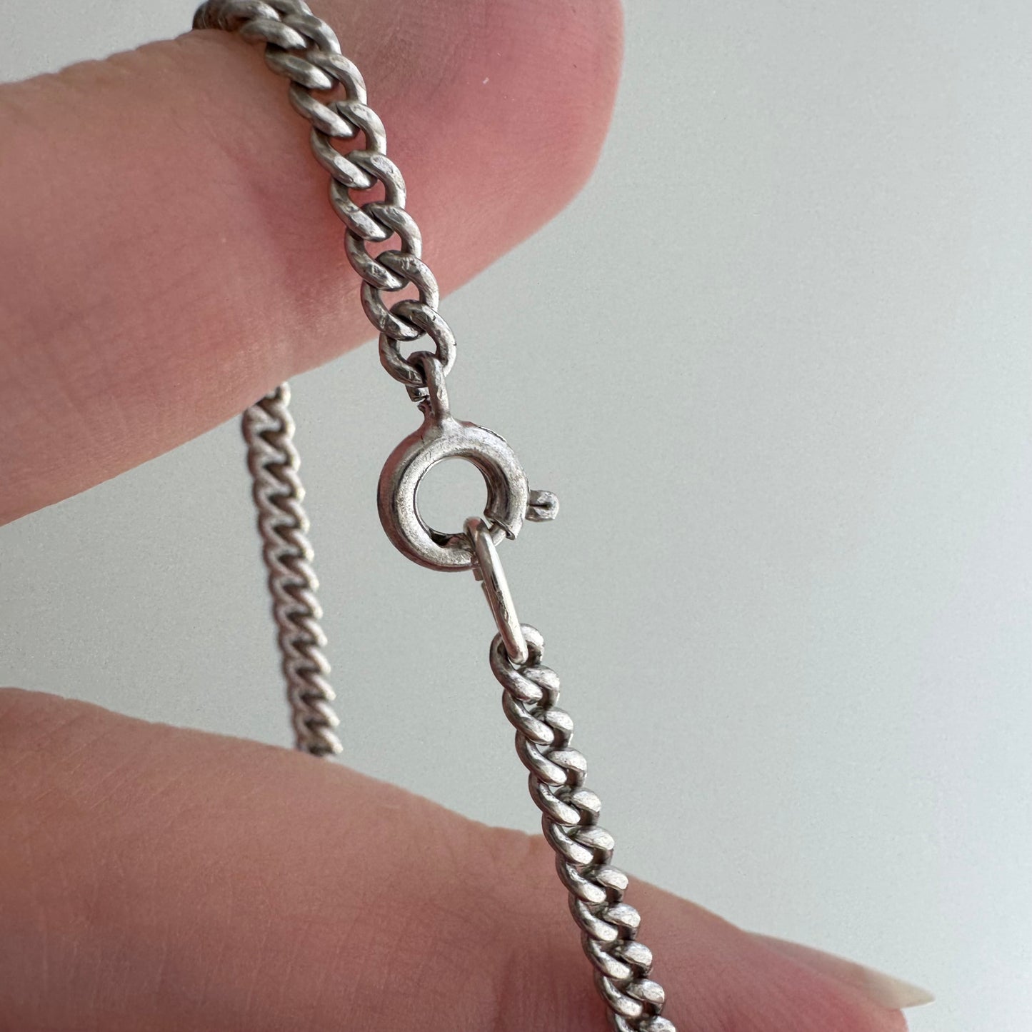 V I N T A G E // perfect flat curb / sterling silver curb chain pendant necklace / 24", 11.5g