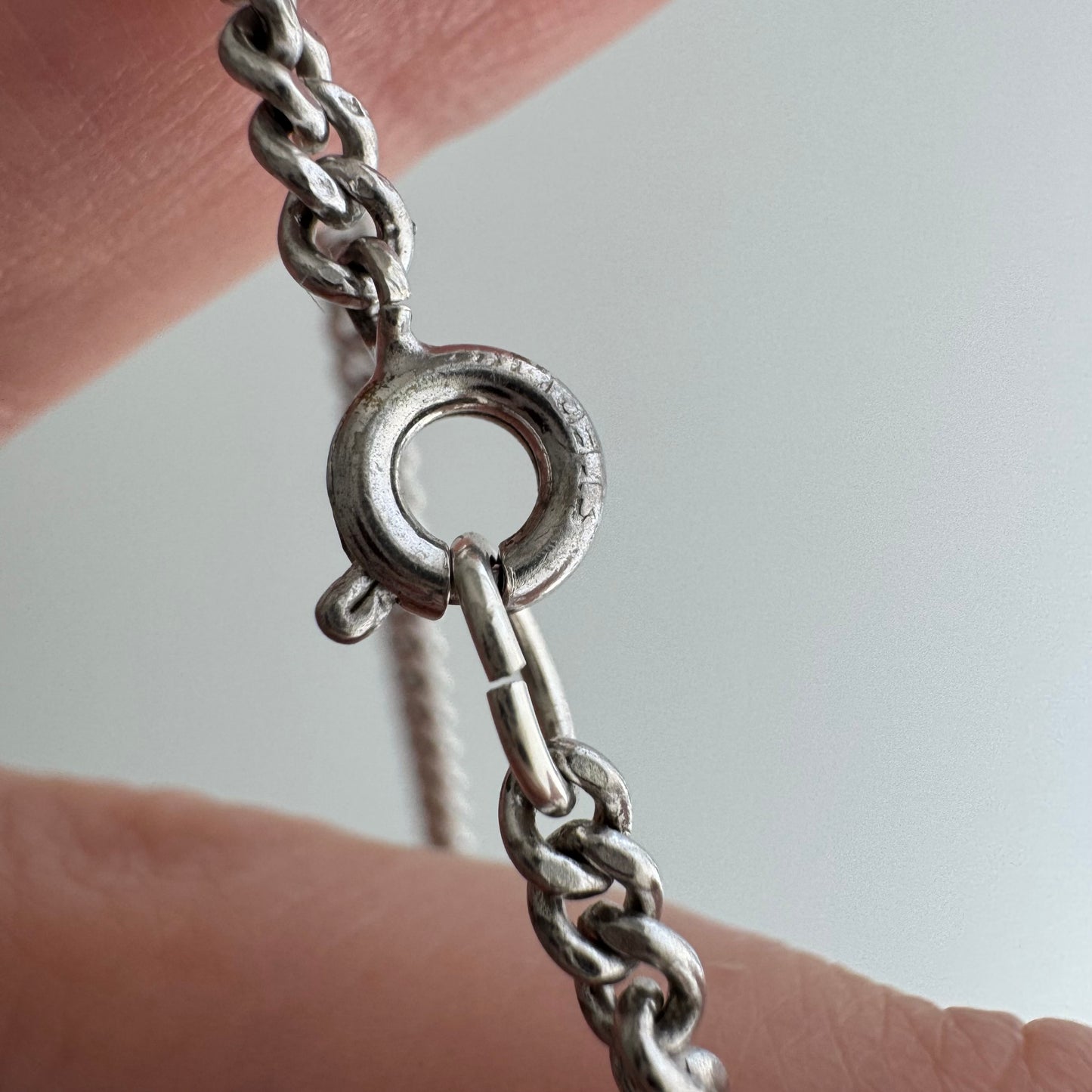 V I N T A G E // perfect flat curb / sterling silver curb chain pendant necklace / 24", 11.5g