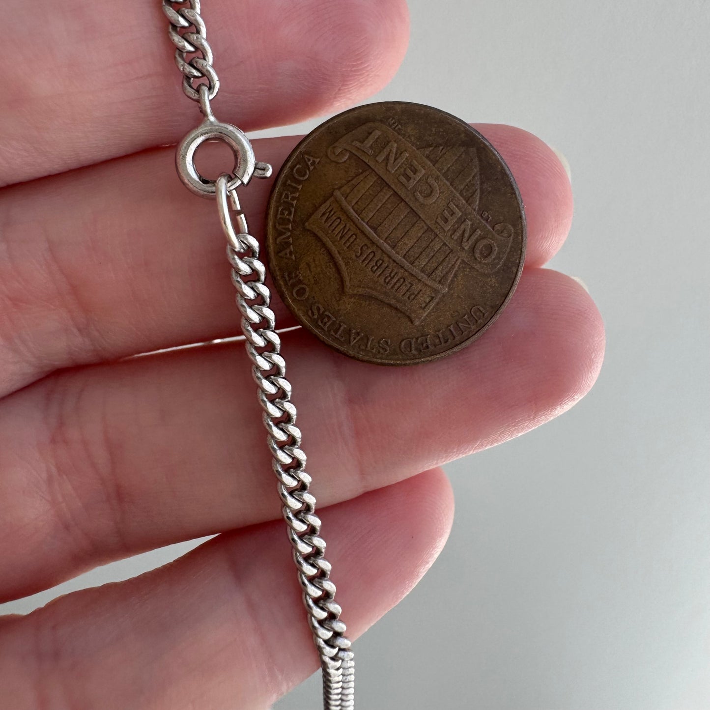 V I N T A G E // perfect flat curb / sterling silver curb chain pendant necklace / 24", 11.5g