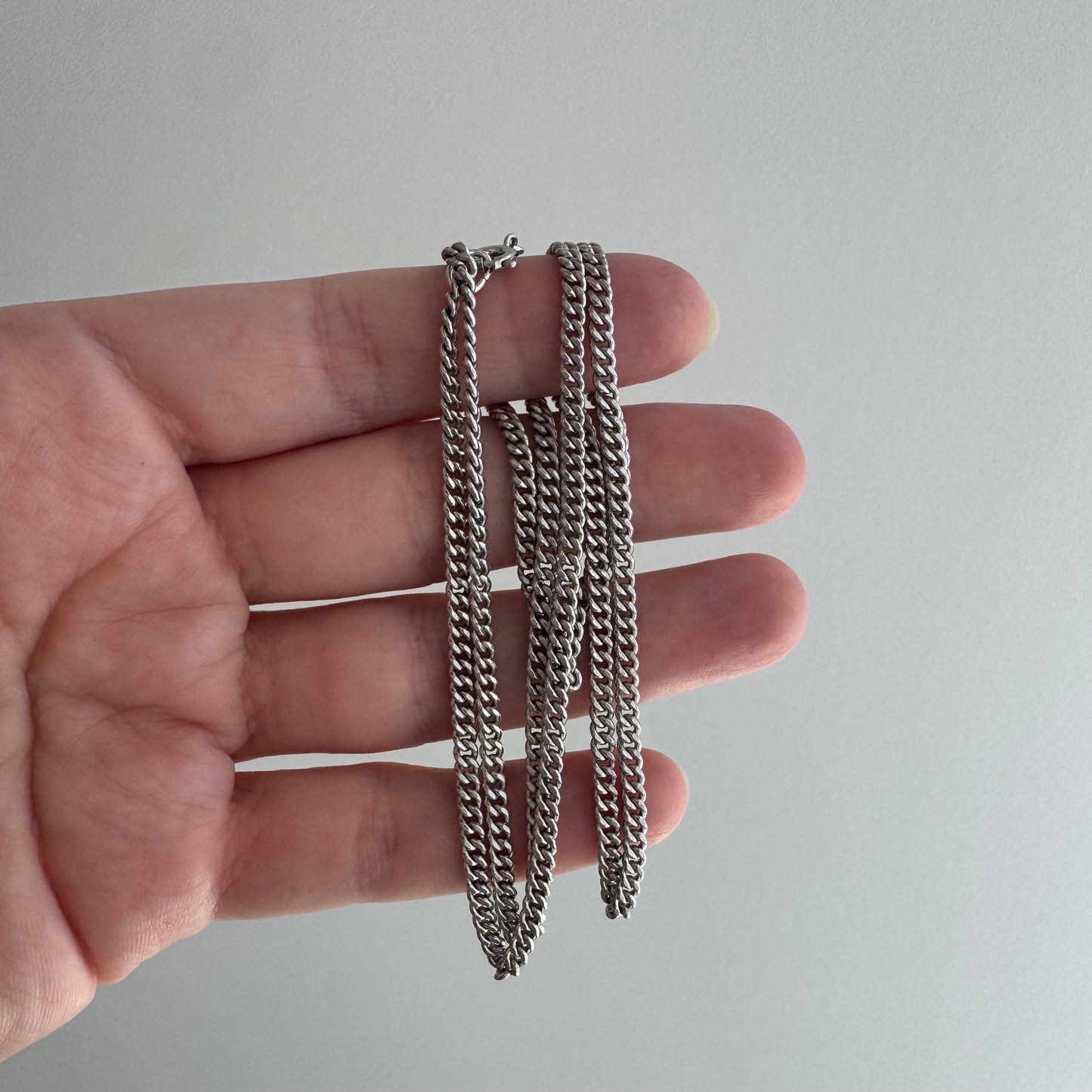 V I N T A G E // perfect flat curb / sterling silver curb chain pendant necklace / 24", 11.5g