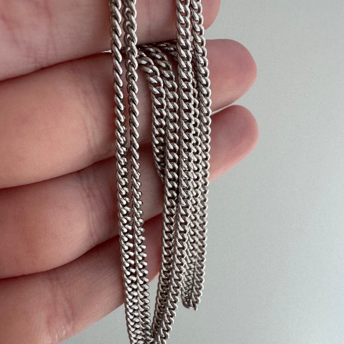 V I N T A G E // perfect flat curb / sterling silver curb chain pendant necklace / 24", 11.5g