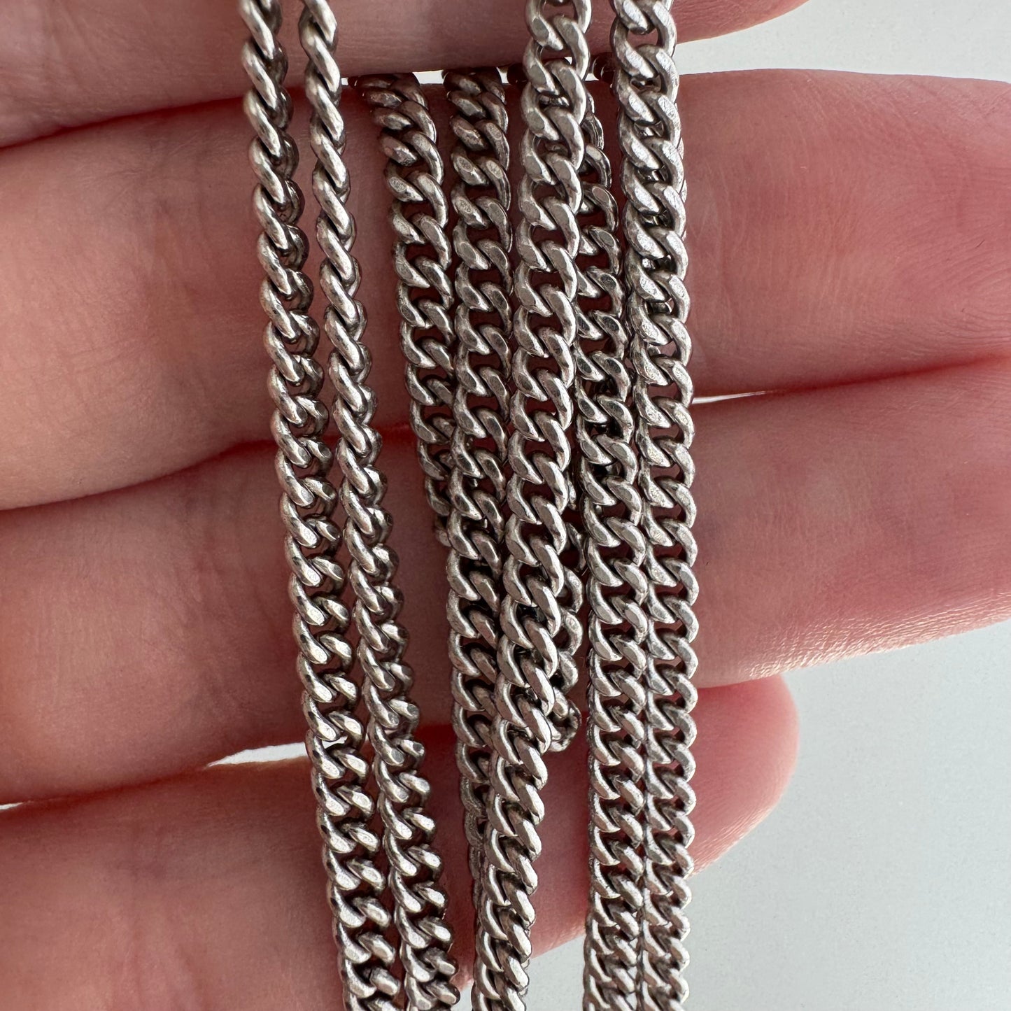 V I N T A G E // perfect flat curb / sterling silver curb chain pendant necklace / 24", 11.5g