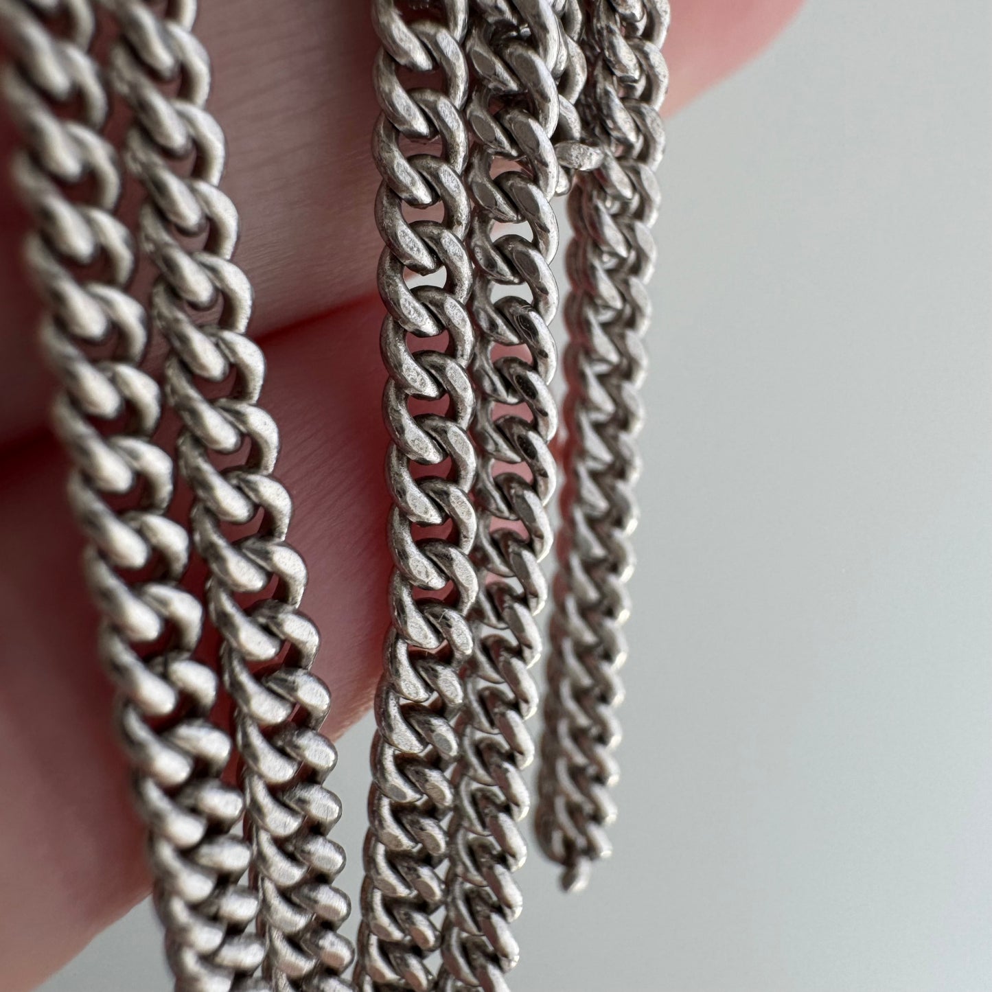 V I N T A G E // perfect flat curb / sterling silver curb chain pendant necklace / 24", 11.5g