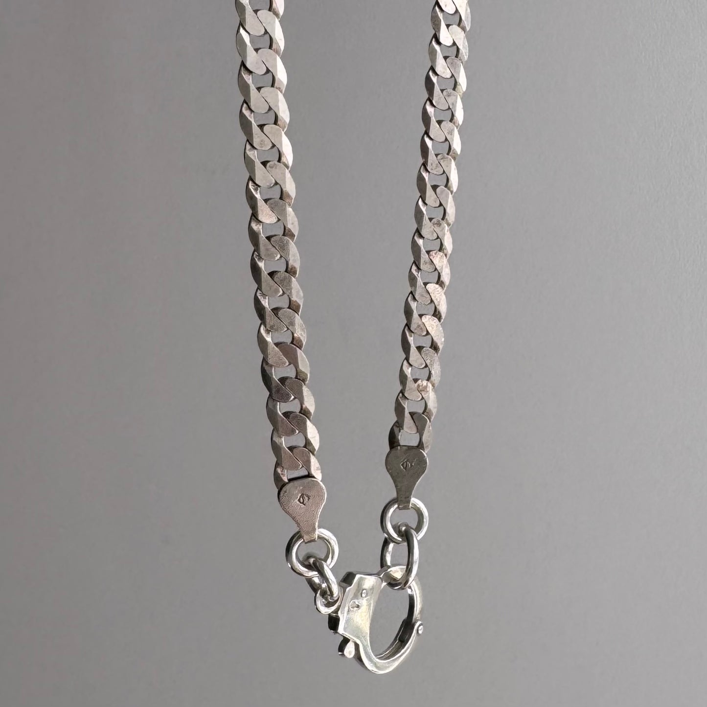 reimagined V I N T A G E // handcuff clasp / re-worked sterling silver flat curb chain / almost 20.5", 19.7g