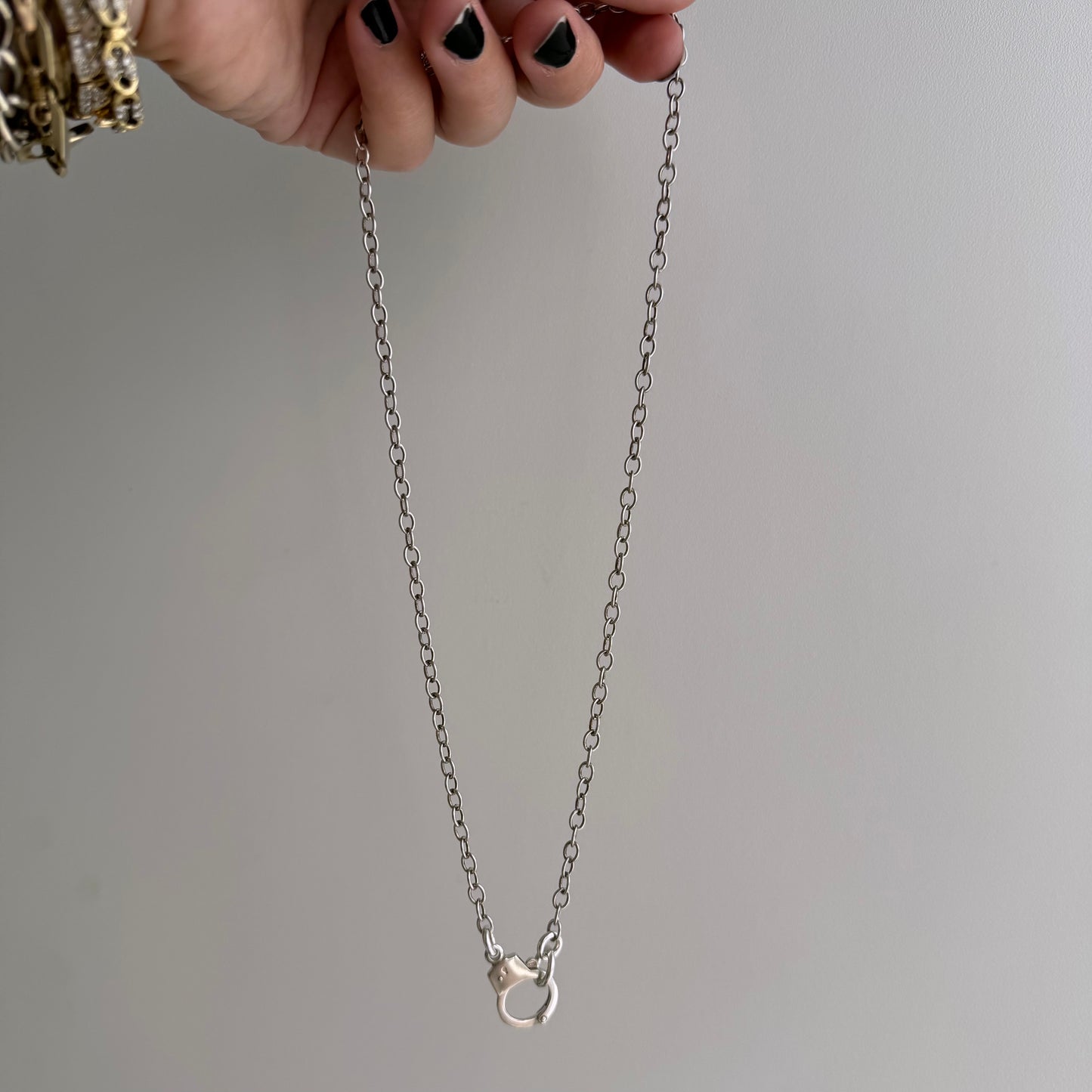 reimagined V I N T A G E // handcuff clasp / re-worked sterling silver oval cable chain / almost 18.75", 9.5g