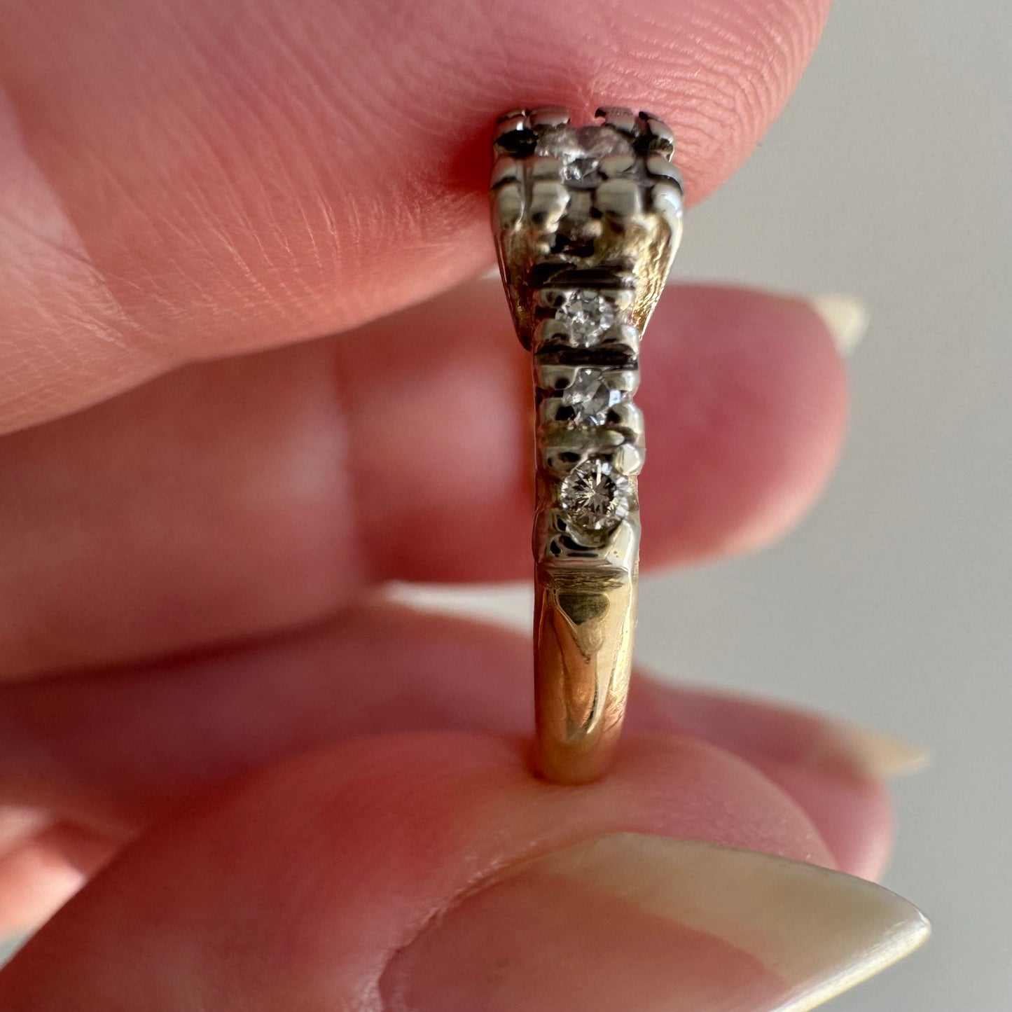 V I N T A G E // pinky promise / 14k and diamond seven stone stackable ring / size 3.5