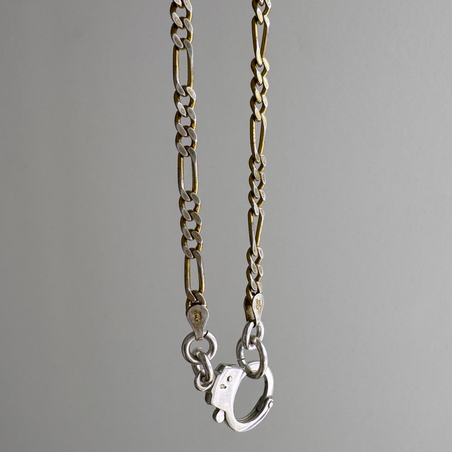 reimagined V I N T A G E // handcuff clasp / re-worked sterling silver figaro chain / 19.25", 16.1g