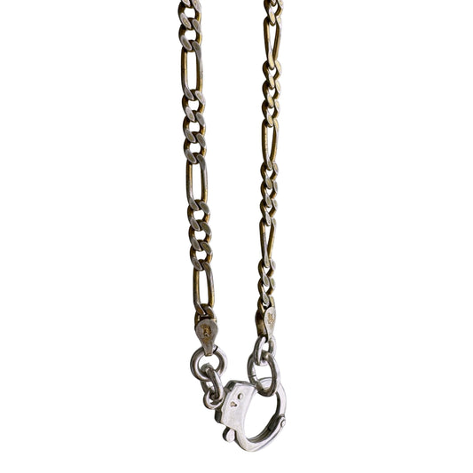 reimagined V I N T A G E // handcuff clasp / re-worked sterling silver figaro chain / 19.25", 16.1g