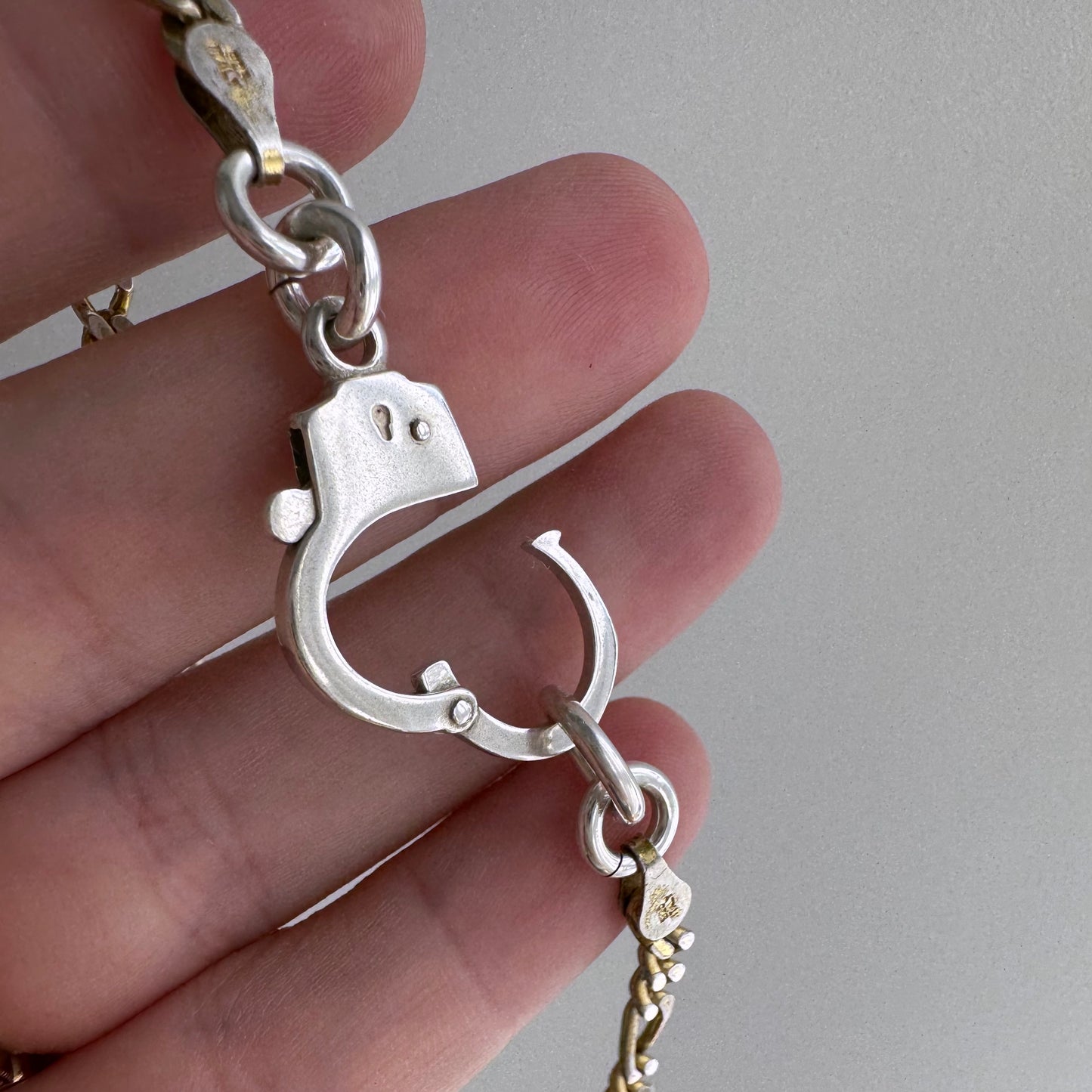 reimagined V I N T A G E // handcuff clasp / re-worked sterling silver figaro chain / 19.25", 16.1g