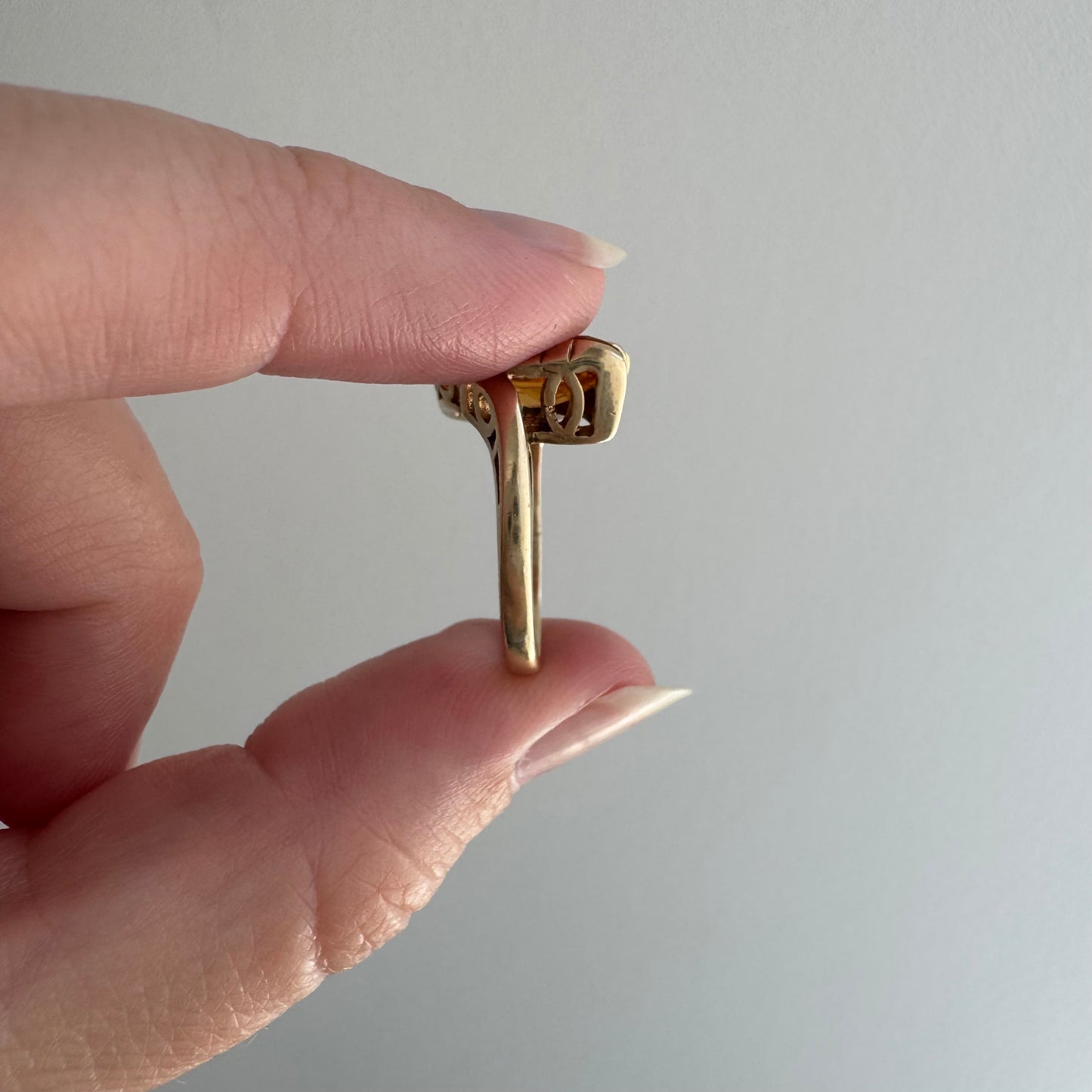 rehabbed V I N T A G E // subtle eye / late mid century crescent moon eye with citrine and topaz / size 5.5