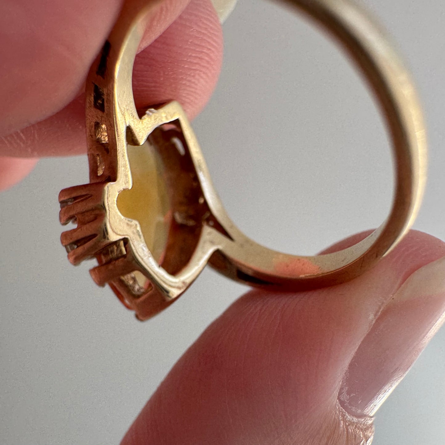 rehabbed V I N T A G E // subtle eye / late mid century crescent moon eye with citrine and topaz / size 5.5