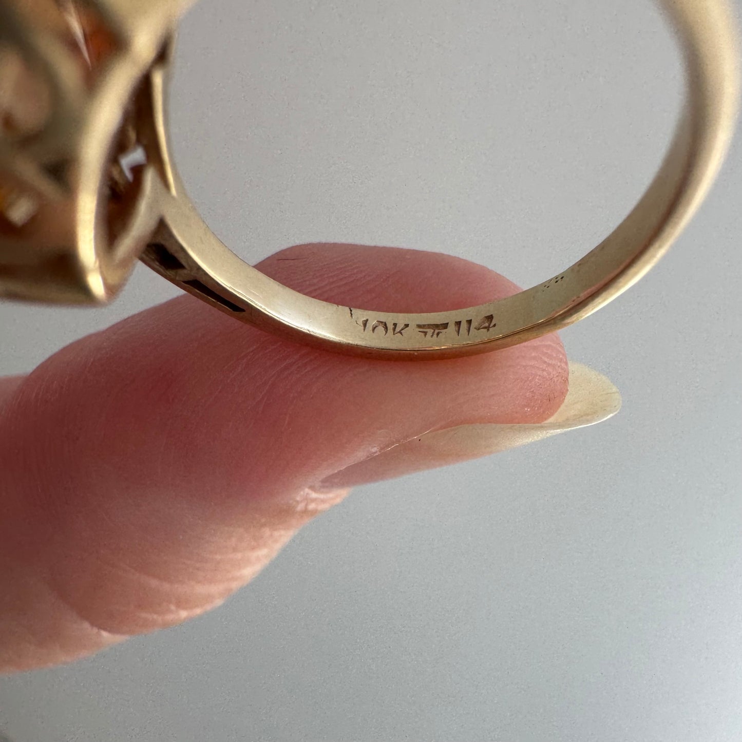 rehabbed V I N T A G E // subtle eye / late mid century crescent moon eye with citrine and topaz / size 5.5