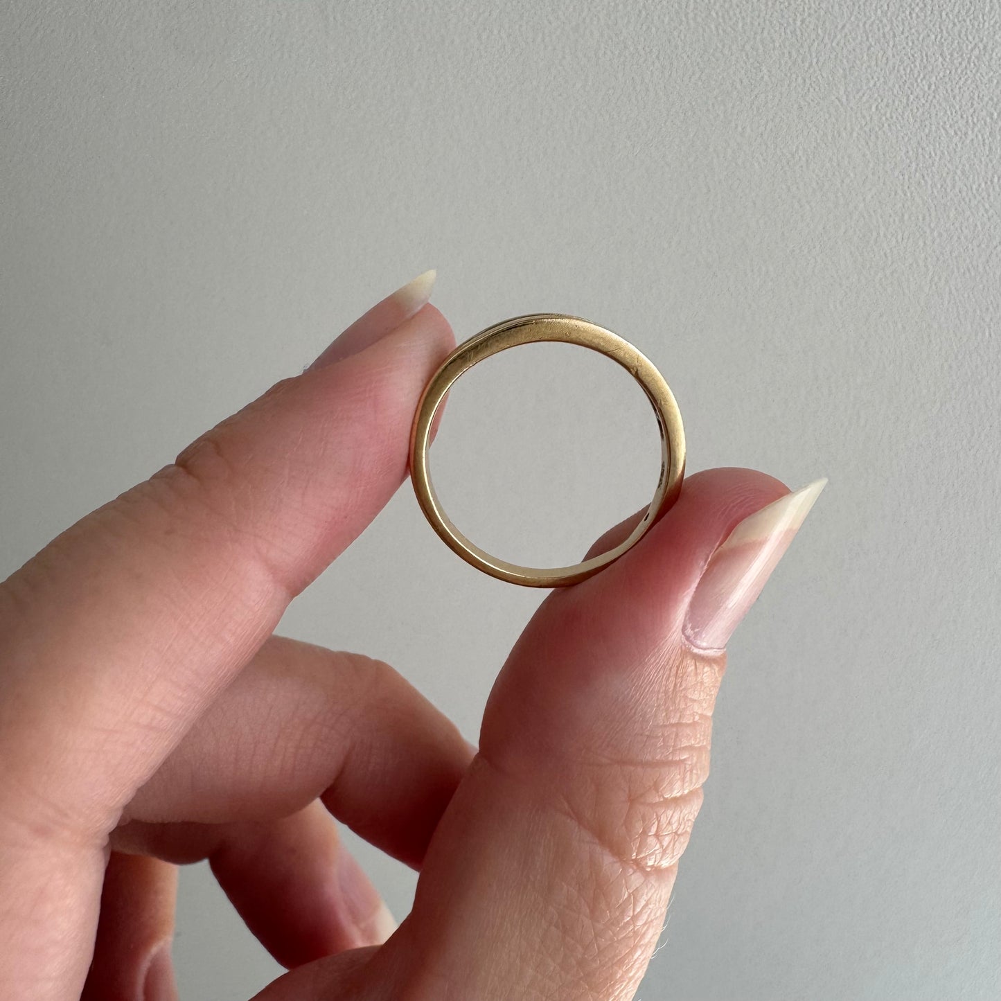 V I N T A G E // sparkle geometry / 14k yellow gold and channel set baguette diamond half eternity band / size 5.75