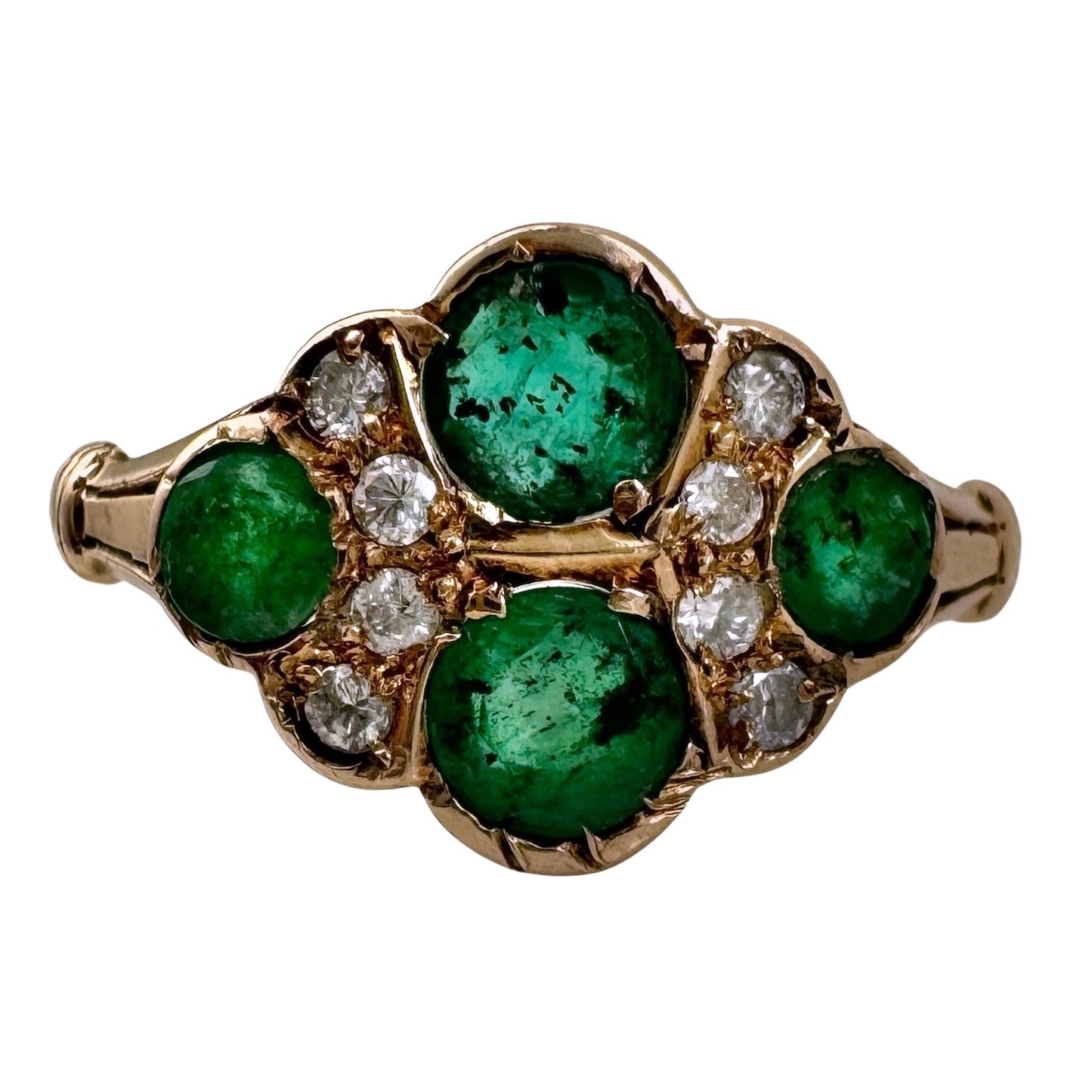 A N T I Q U E // emerald romance / 10k emerald and diamond edwardian cluster ring / size 6.5