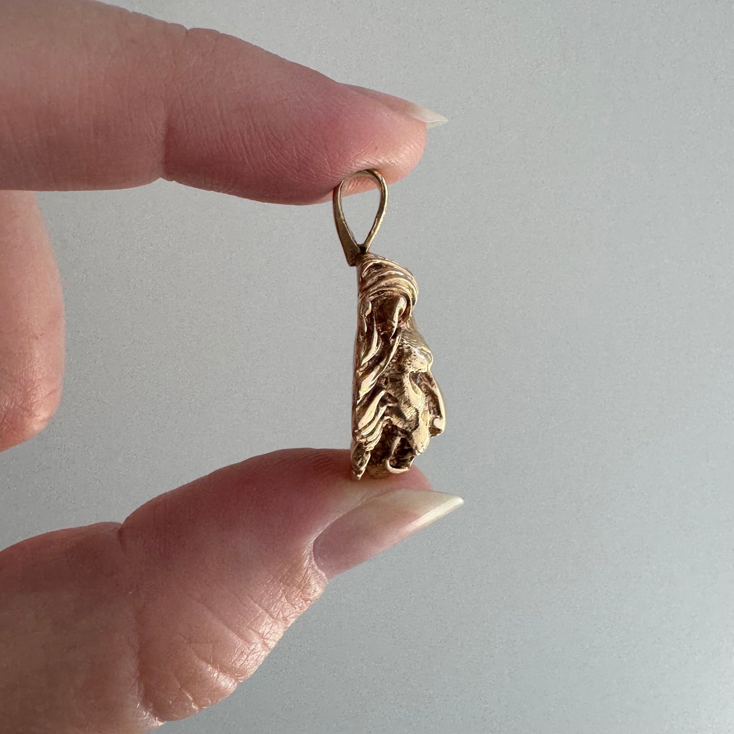 V I N T A G E // diamond grin / solid 14k yellow gold and diamond lion face / a pendant