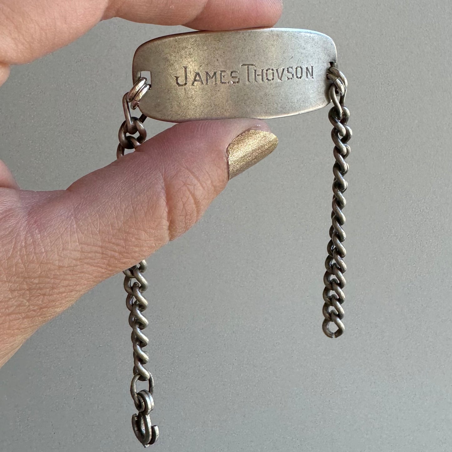 V I N T A G E // James Thovson // sterling silver ID bracelet with sister clasp / 7", 20.3g