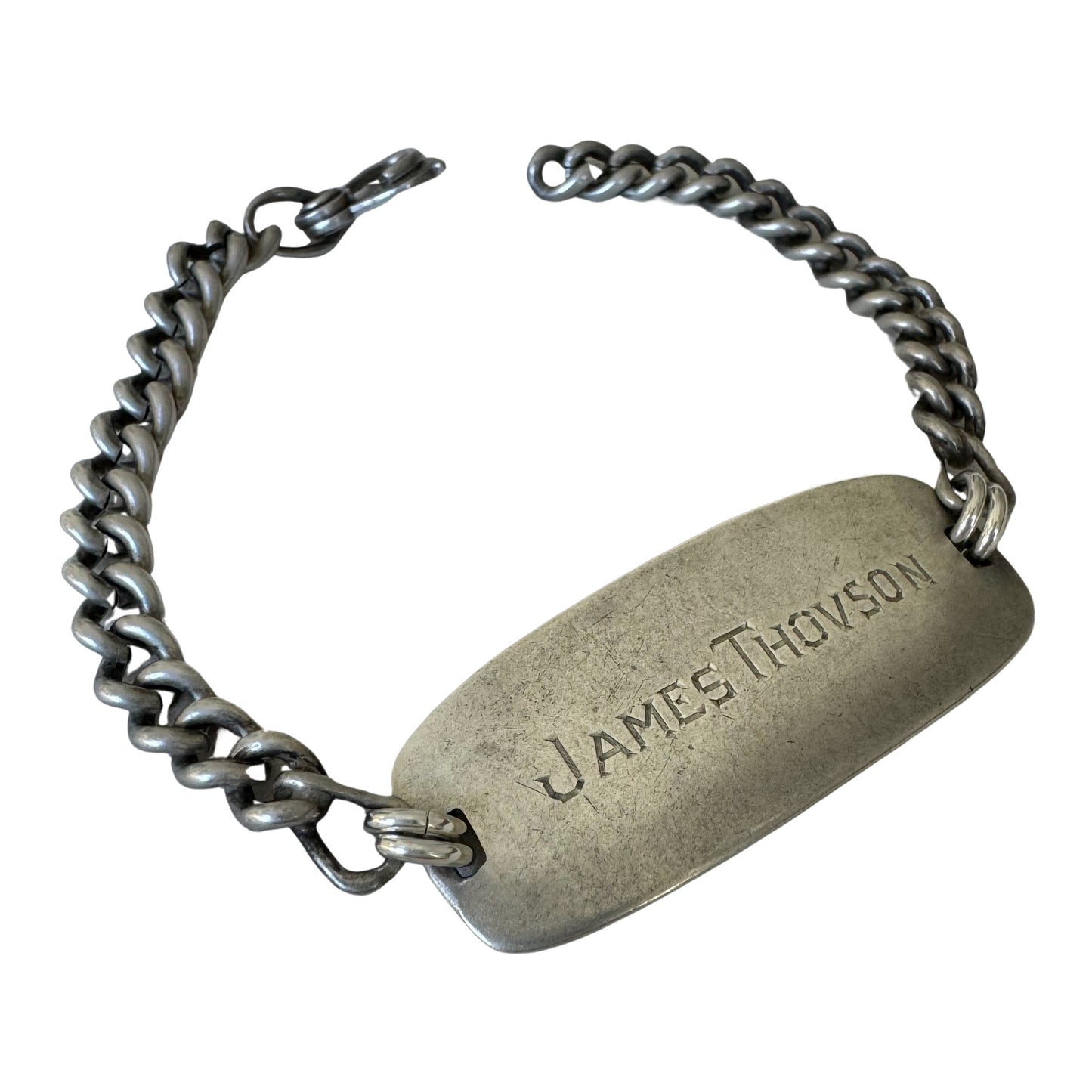 V I N T A G E // James Thovson // sterling silver ID bracelet with sister clasp / 7", 20.3g