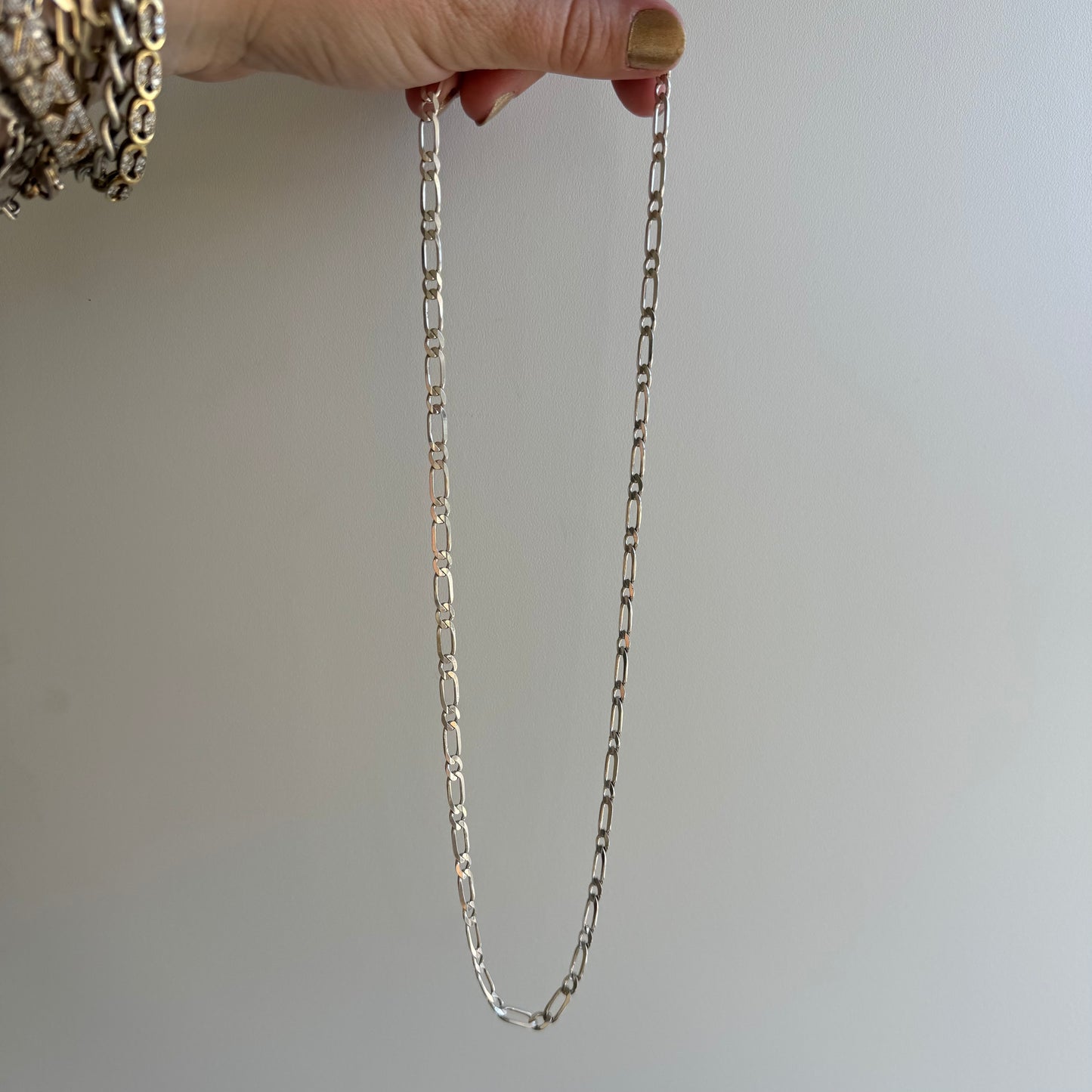 V I N T A G E // one to one / sterling silver figaro chain necklace / 21.5", 15g