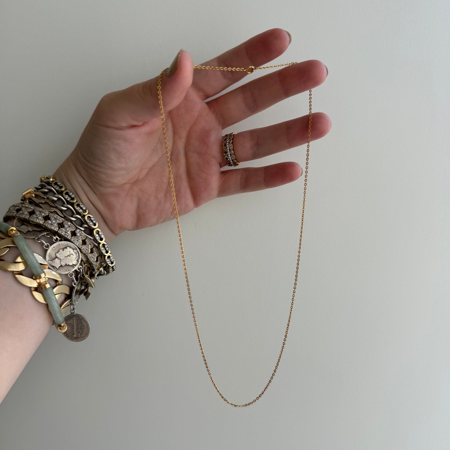 V I N T A G E // classic cable / 10k yellow gold 1.5mm dainty cable link chain / 18.25", 1.5g