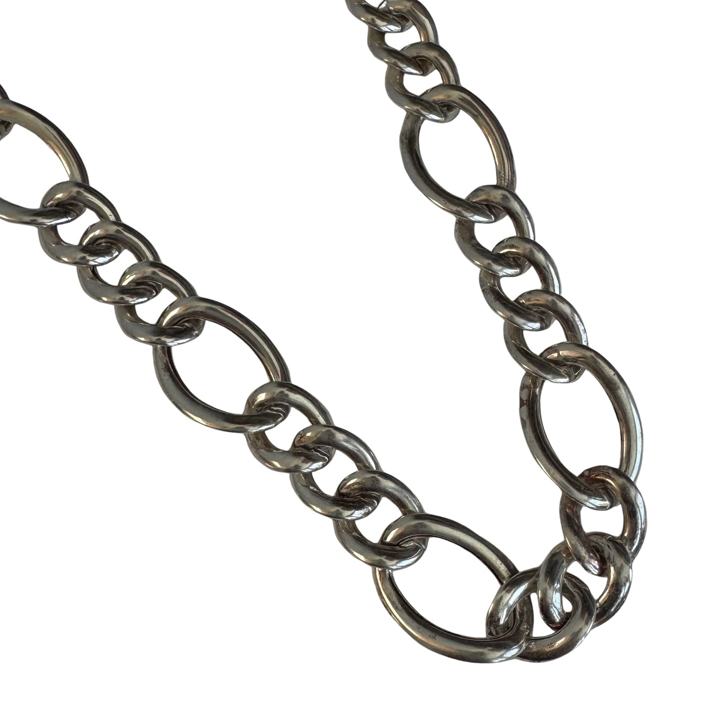 V I N T A G E // playful figaro  / wide chunky puffy sterling silver figaro chain / 20.5", 29.8g