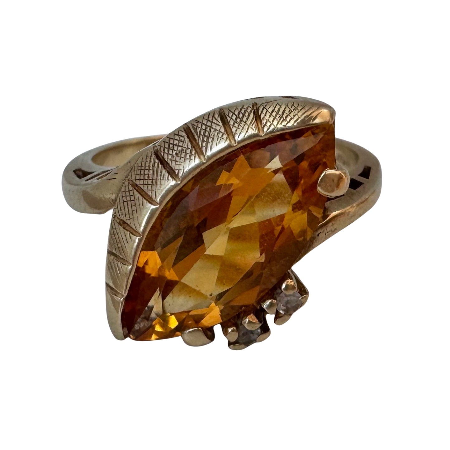 rehabbed V I N T A G E // subtle eye / late mid century crescent moon eye with citrine and topaz / size 5.5