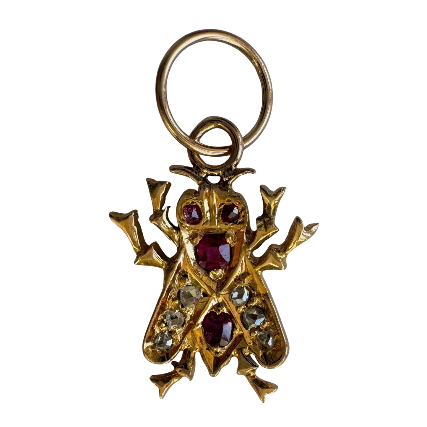 reimagined A N T I Q U E // memento mori fly / victorian era 14k diamond and ruby fly / a conversion pendant