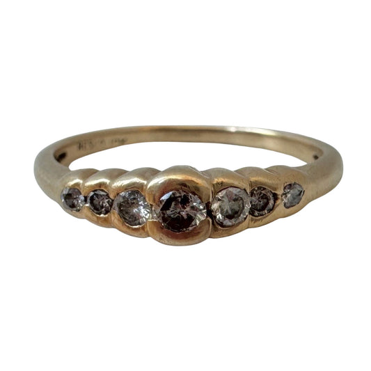 V I N T A G E // bubble row / 10k yellow gold and channel set graduated diamond half eternity band / size 6.75