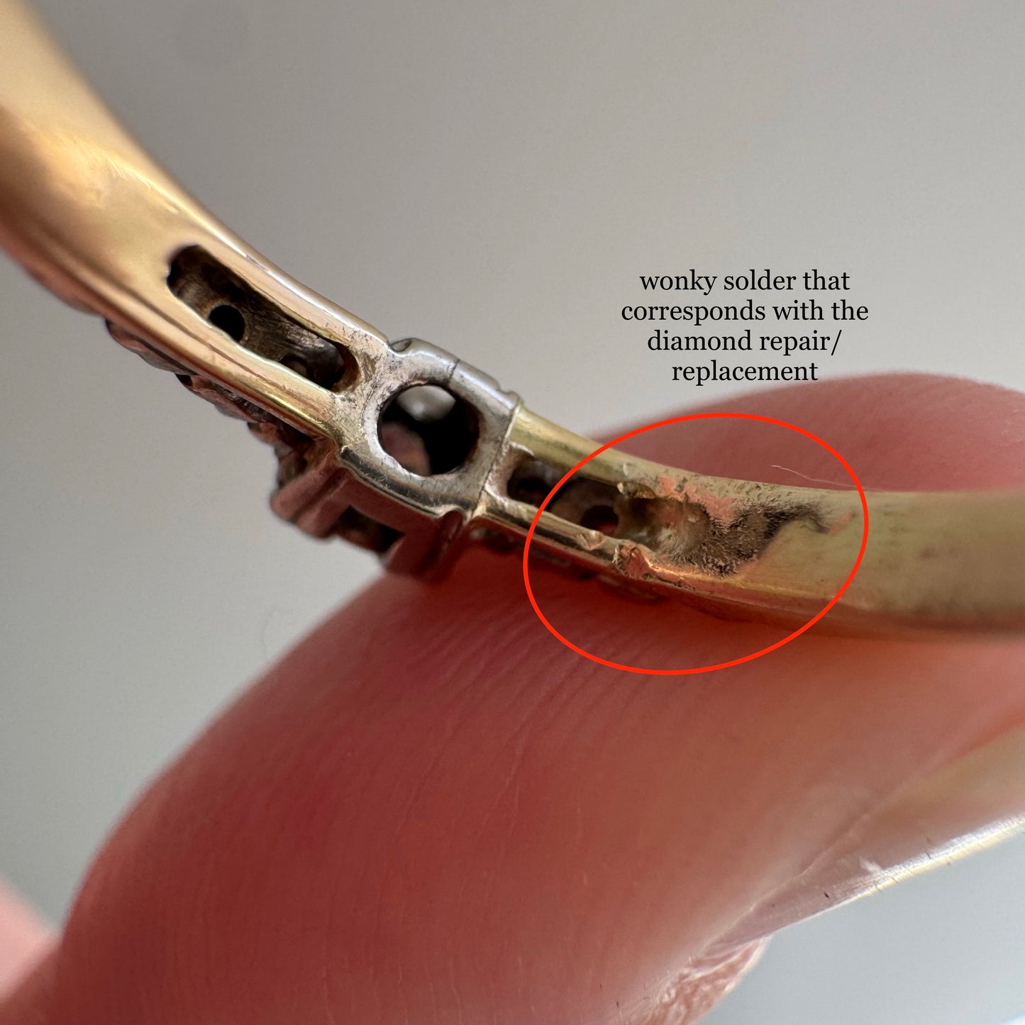 V I N T A G E // pinky promise / 14k and diamond seven stone stackable ring / size 3.5