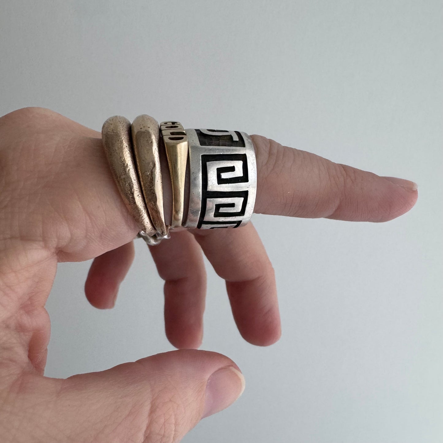 48 hour pricing // early access discounted price / sterling silver Greek key J initial wide band / size 6ish