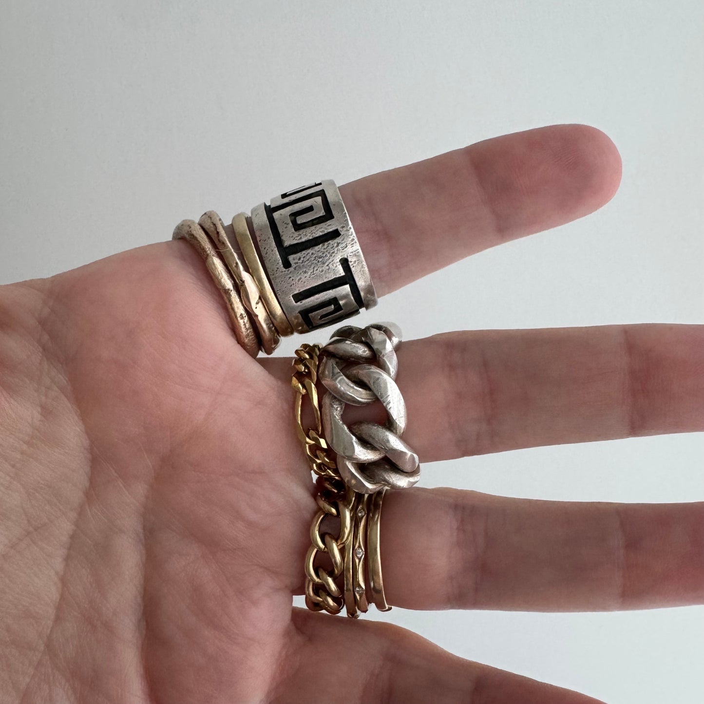 48 hour pricing // early access discounted price / sterling silver Greek key J initial wide band / size 6ish