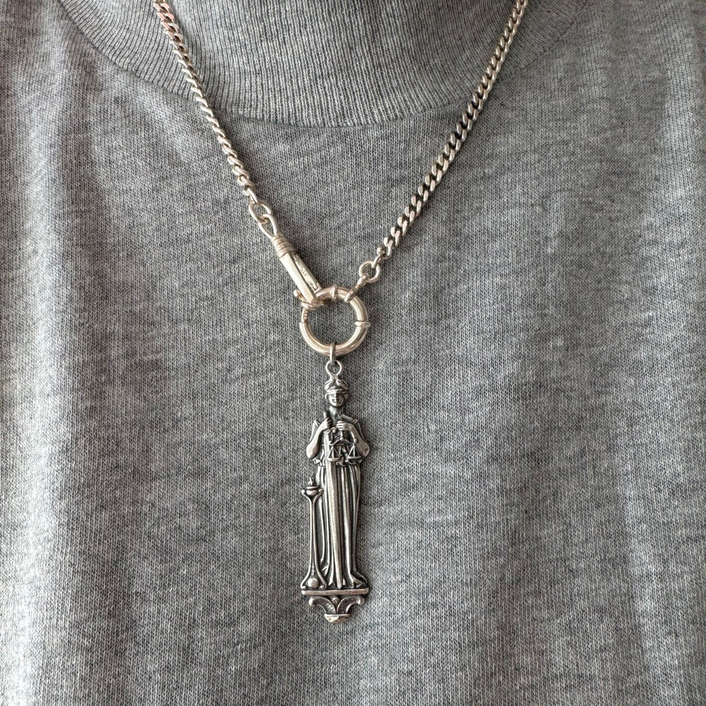 reimagined V I N T A G E // modern day watch chain / re-worked sterling flat faceted cuban curb chain / 17", 15.2g