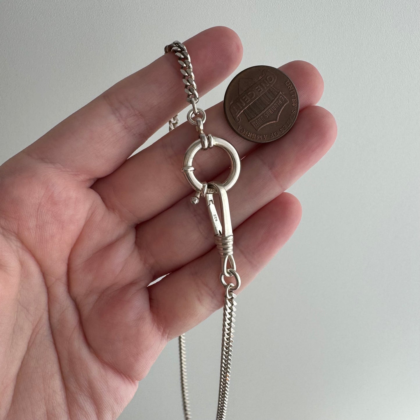 reimagined V I N T A G E // modern day watch chain / re-worked sterling flat faceted cuban curb chain / 17", 15.2g