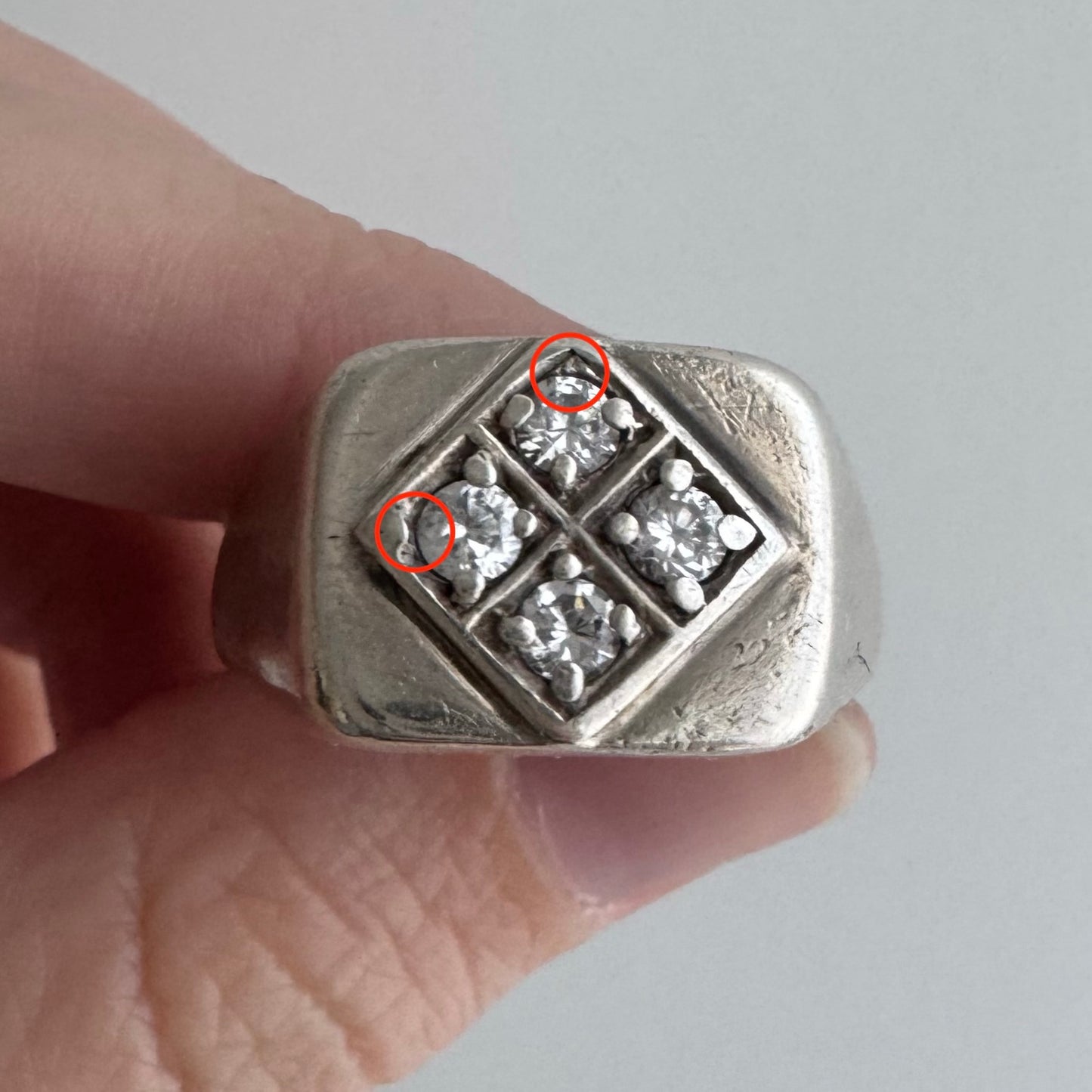 48 hour pricing // early access discounted price / sterling silver and glass stone signet ring / size 11.5+