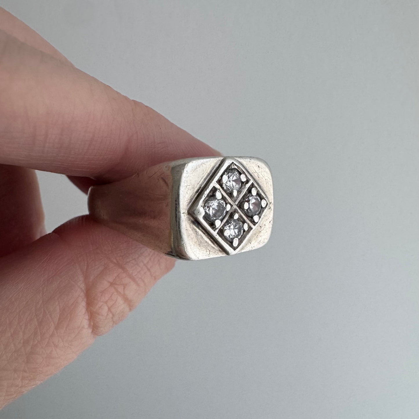 48 hour pricing // early access discounted price / sterling silver and glass stone signet ring / size 11.5+