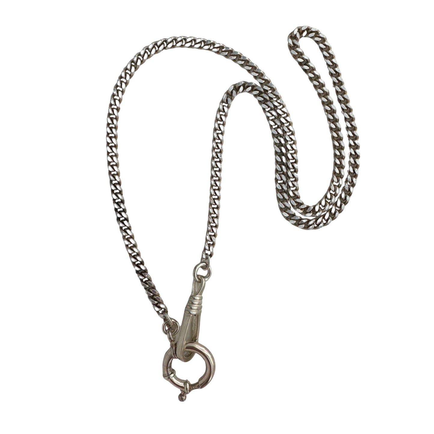 reimagined V I N T A G E // modern day watch chain / re-worked sterling flat faceted cuban curb chain / 17", 15.2g