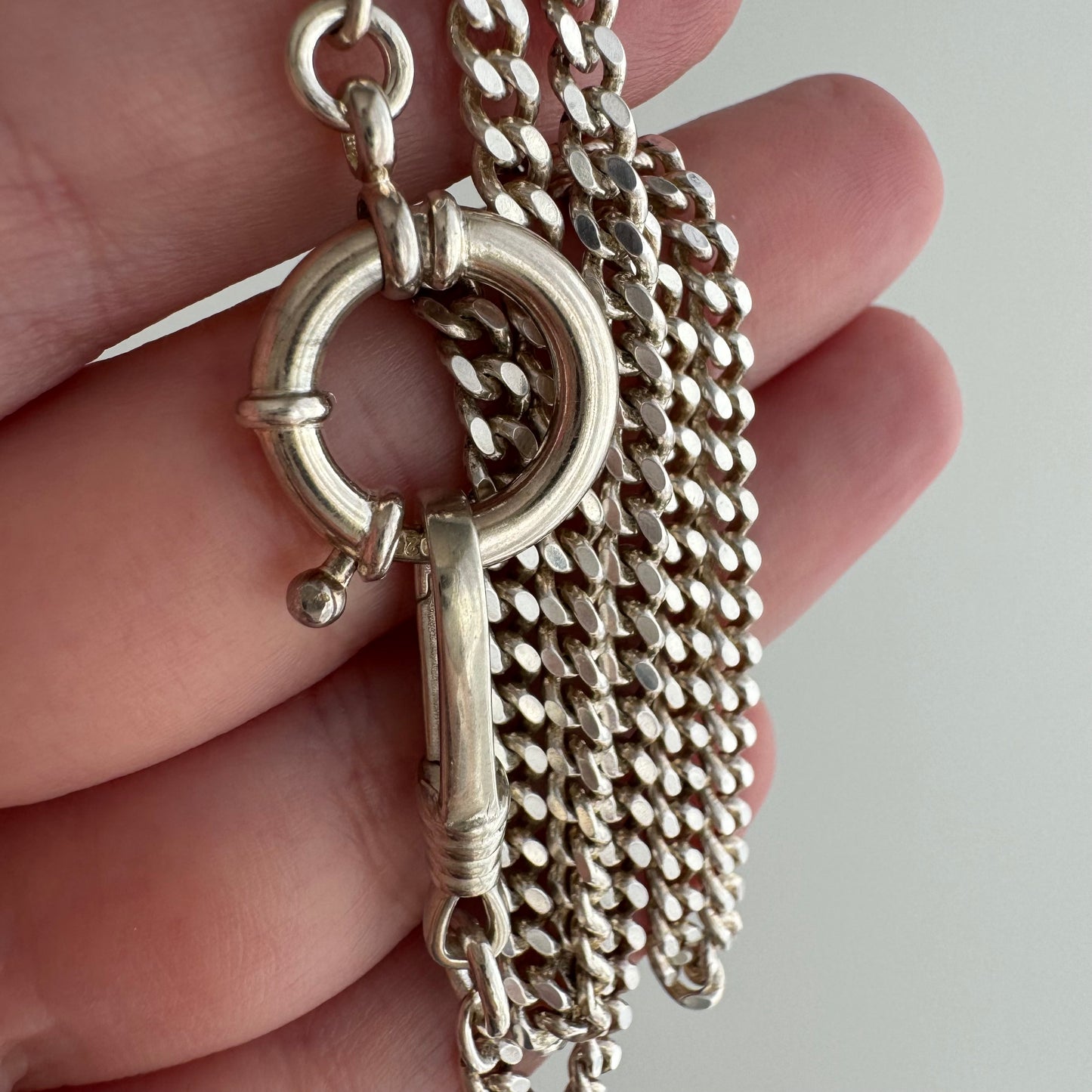 reimagined V I N T A G E // modern day watch chain / re-worked sterling flat faceted cuban curb chain / 17", 15.2g