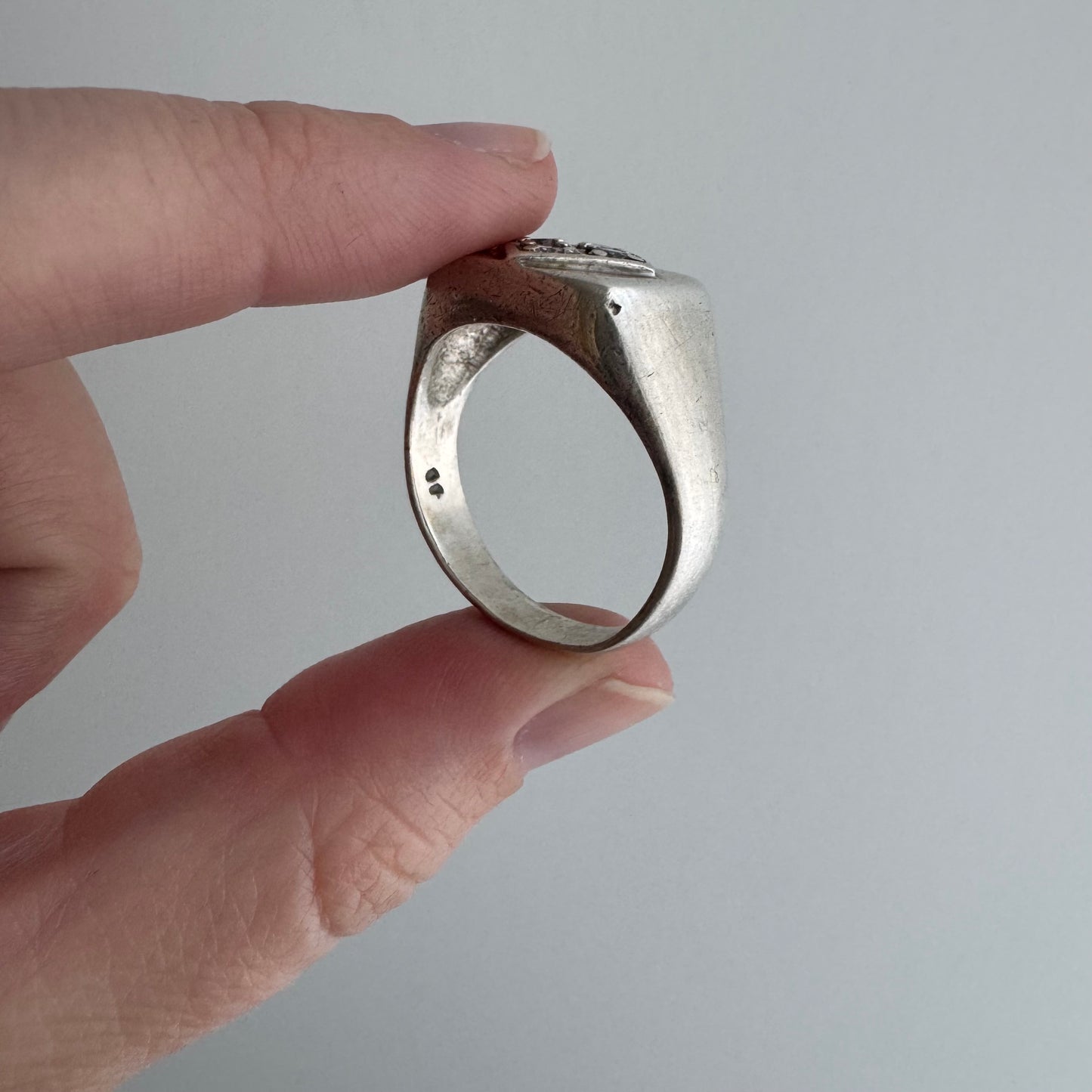 48 hour pricing // early access discounted price / sterling silver and glass stone signet ring / size 11.5+