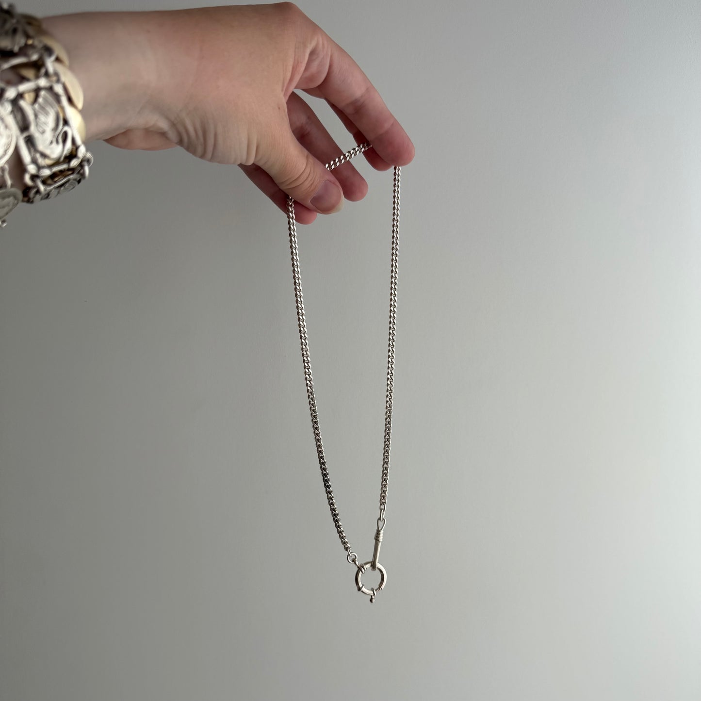 reimagined V I N T A G E // modern day watch chain / re-worked sterling flat faceted cuban curb chain / 17", 15.2g